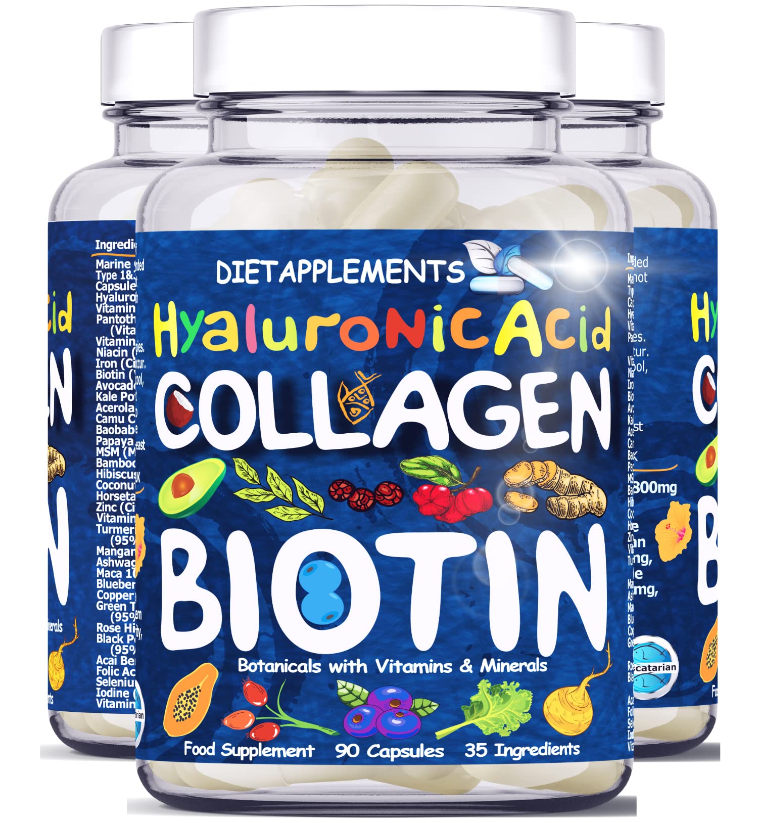 Marine Collagen Type1&3 1800mg, Biotin 10000mcg/serving, Hyaluronic Acid, Vitamins, Minerals, Botanicals Dietapplements buy supplements canada