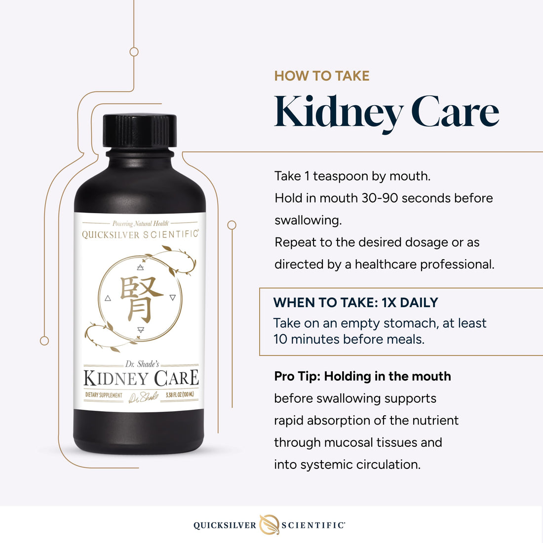 Quicksilver Scientific Kidney Care - Kidney Cleanse & Lymphatic Drainage Supplements - Astragaloside IV Extract, Zhu Ling, Goldenrod, Ferulic Acid, He Shou Wu & Dandelion Leaf (3.38oz / 100ml) Quicksilver Scientific buy supplements canada