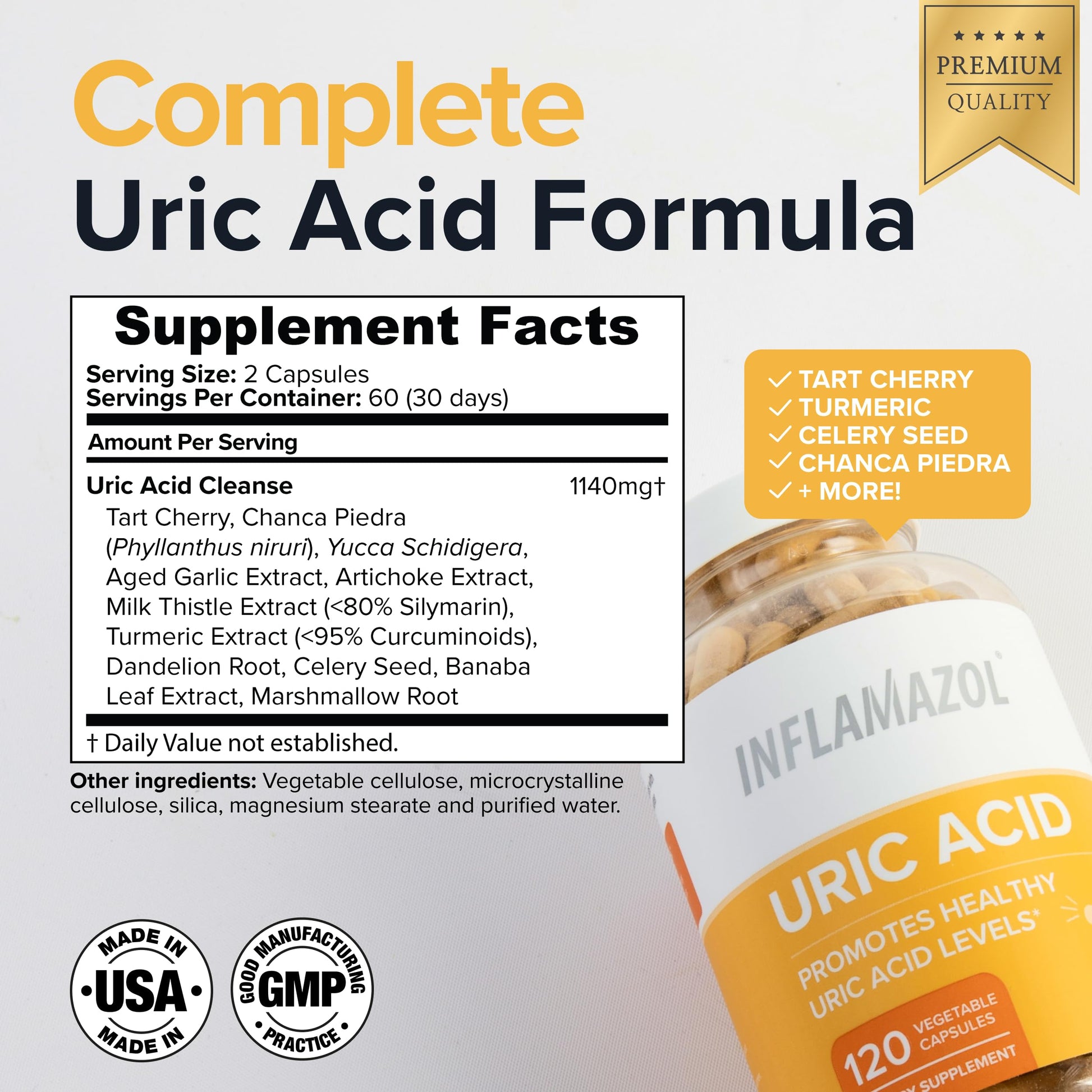 Inflamazol Uric Acid Cleanse – Premium Uric Acid Flush with Tart Cherry, Turmeric & Celery Seed for Joint & Uric Acid Support – Joint Supplements for Men & Women – 120 Capsules Inflamazol buy supplements canada