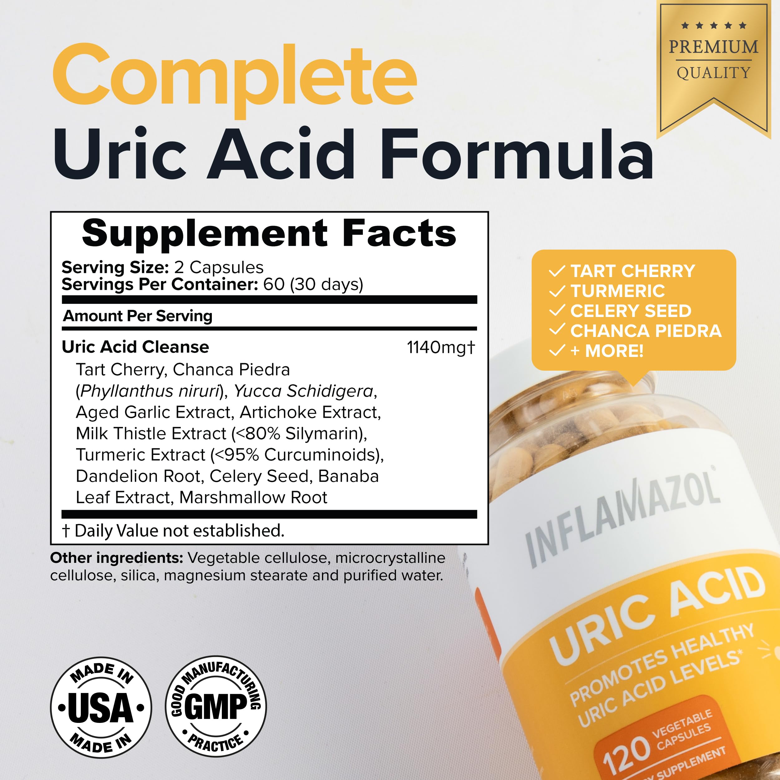 Inflamazol Uric Acid Cleanse – Premium Uric Acid Flush with Tart Cherry, Turmeric & Celery Seed for Joint & Uric Acid Support – Joint Supplements for Men & Women – 120 Capsules Inflamazol buy supplements canada