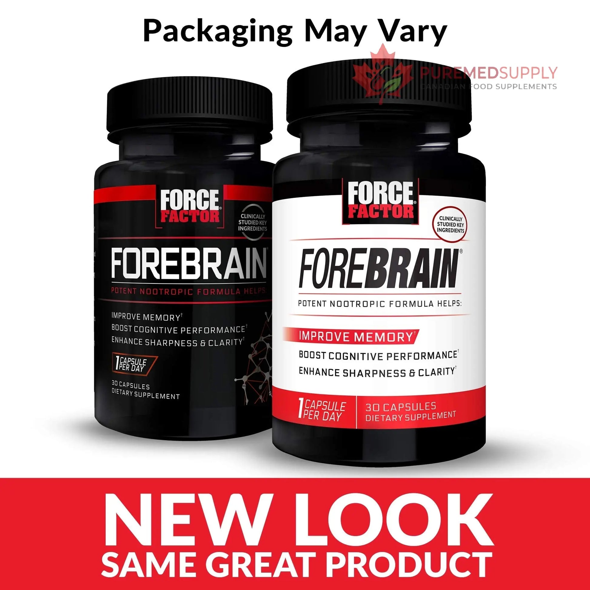 Force Factor Forebrain Nootropic Brain Supplement with Caffeine Bacopa and Huperzine A Capsules 3Pack, White, 90 Count Force Factor buy supplements canada