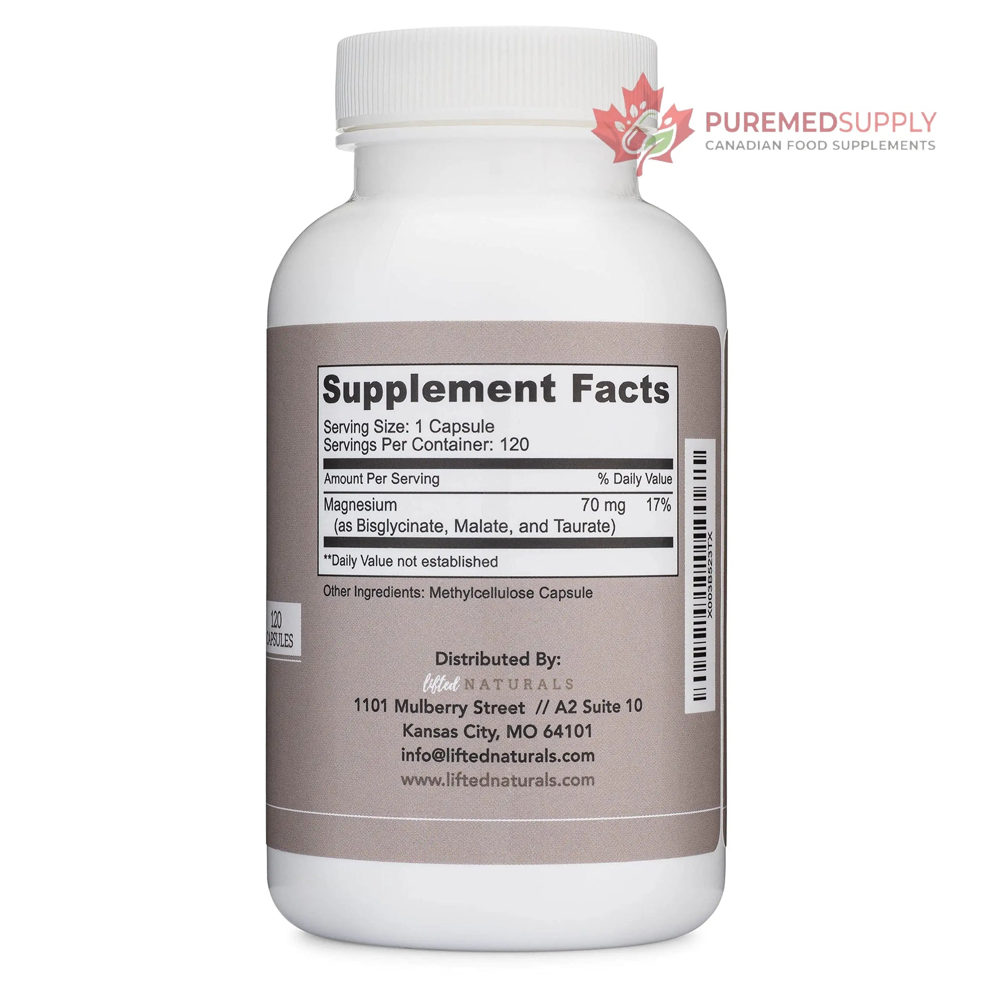 Magnesium Complex - Lifted Naturals Magnesium Supplement w/Bisglycinate, Malate, Taurate - 120 Capsules - Bioavailable Magnesium Formula for Mood, Sleep, Energy Support* Lifted Naturals buy supplements canada