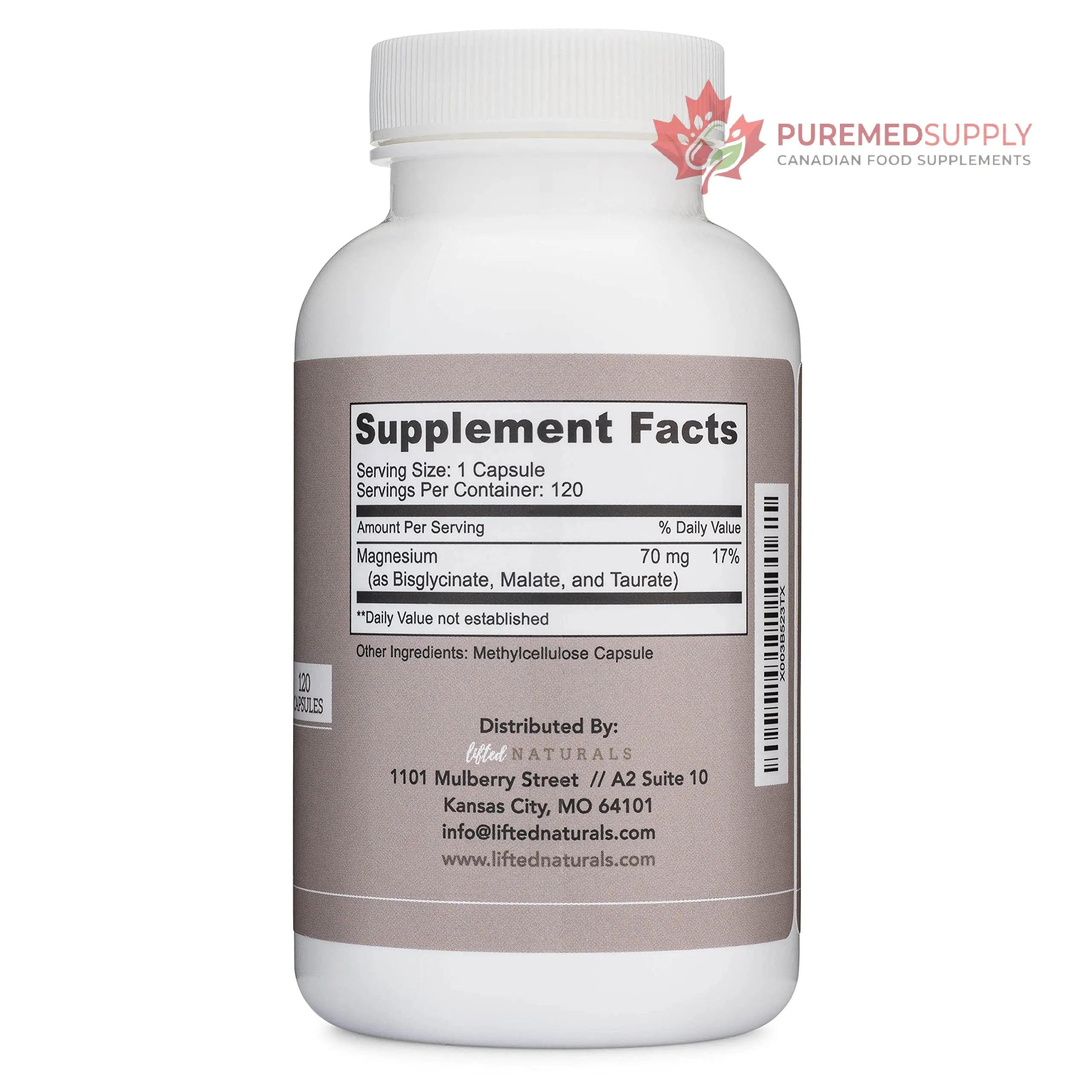 Magnesium Complex - Lifted Naturals Magnesium Supplement w/Bisglycinate, Malate, Taurate - 120 Capsules - Bioavailable Magnesium Formula for Mood, Sleep, Energy Support* Lifted Naturals buy supplements canada