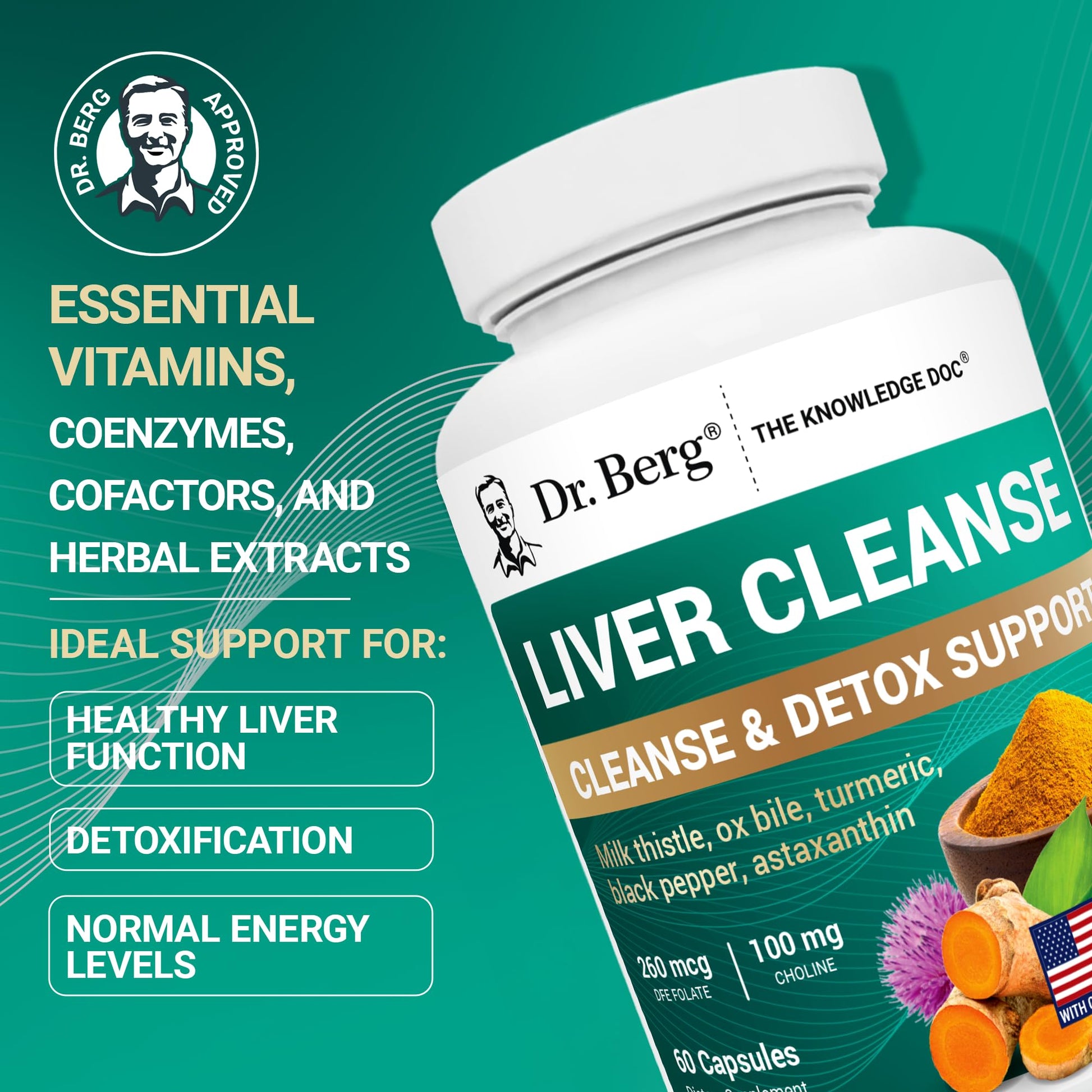 Dr. Berg Liver Cleanse Detox Capsules w/Unique Blend of Milk Thistle, Ox Bile & Folate - Liver Supplement Includes Turmeric, Black Pepper & Choline - 60 Capsules Dr. Berg Nutritionals buy supplements canada