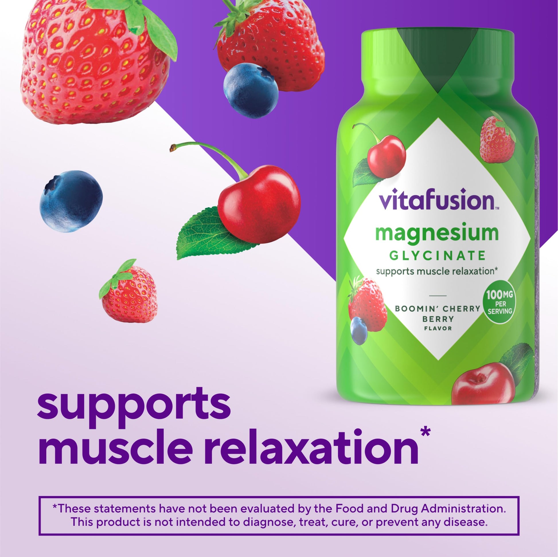 vitafusion Magnesium Glycinate Gummy Supplement, 100 mg per Serving Supports Muscle Relaxation (1) for Adult Women & Men, Boomin’ Cherry Berry Flavor, 60 Count Vitafusion buy supplements canada