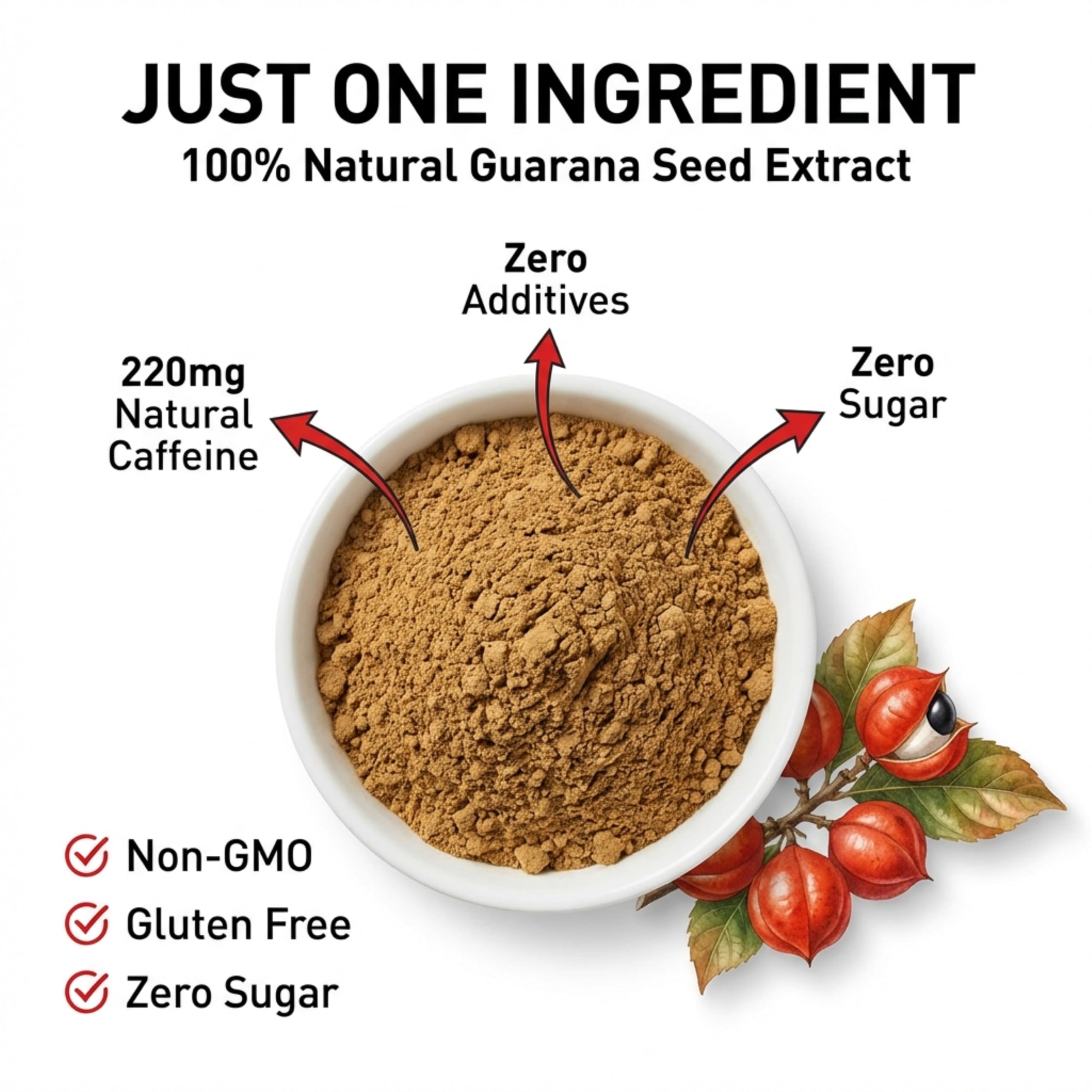 Type Zero Clean Guarana Powder Drink Mix (250 Servings, Unflavored) - 220 MG Caffeine Per Serving, Natural Caffeine, Non GMO, Gluten Free Type Zero buy supplements canada
