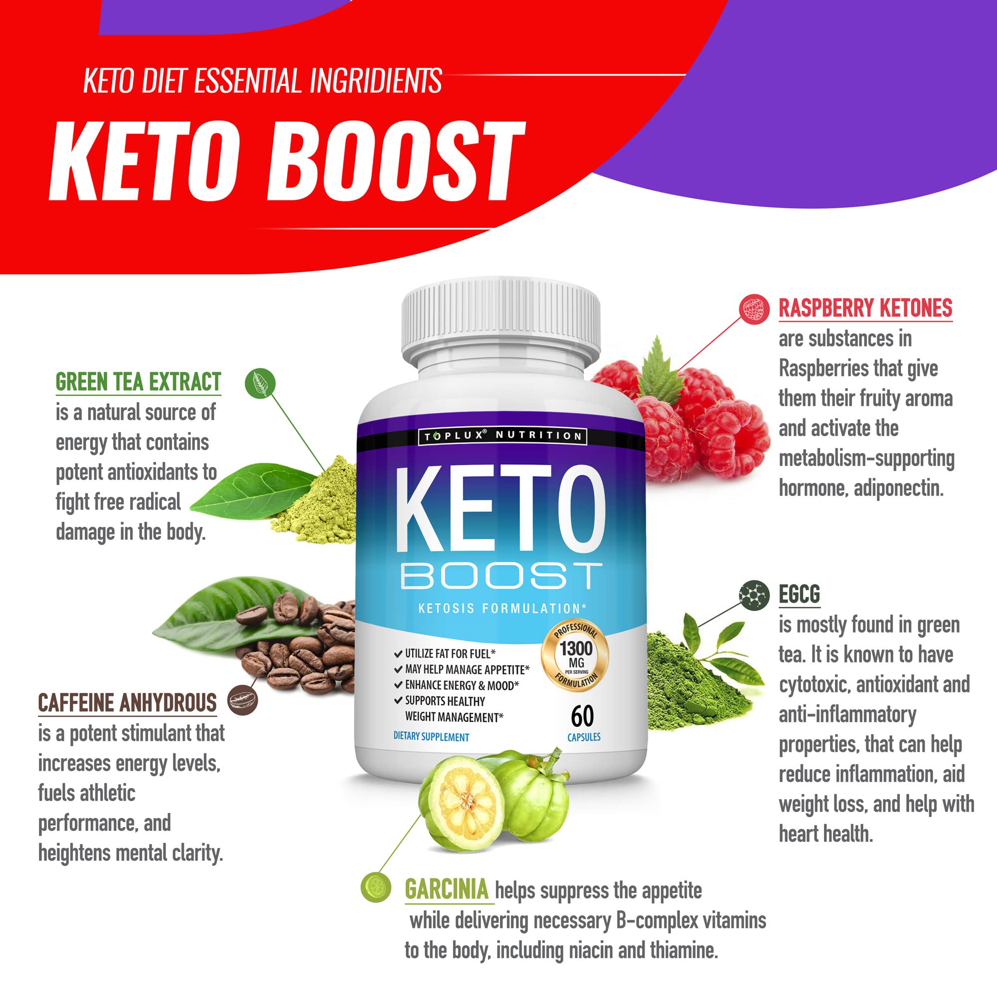 Keto Boost Diet Pills Ketosis Supplement - Natural Exogenous Keto Formula Support Energy Toplux buy supplements canada