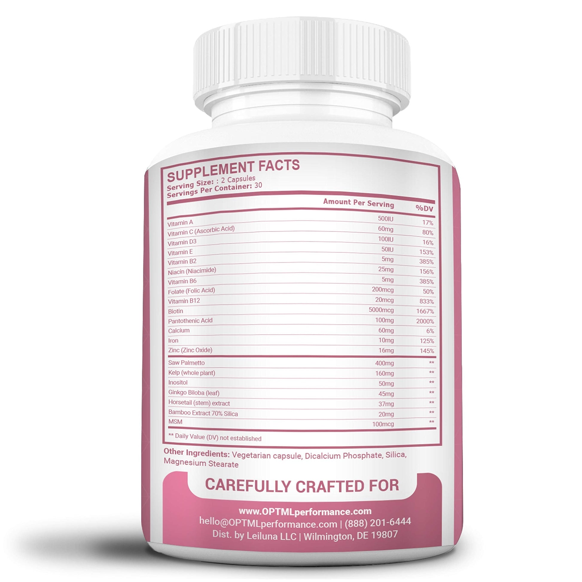 OPTML Hair and Nail Vitamins for Hair Growth and Thickness, Biotin-Infused Hair Pills, Hair Vitamins for Faster Hair Growth and Healthy Nails, for Women and Men, 60 Capsules OPTML buy supplements canada
