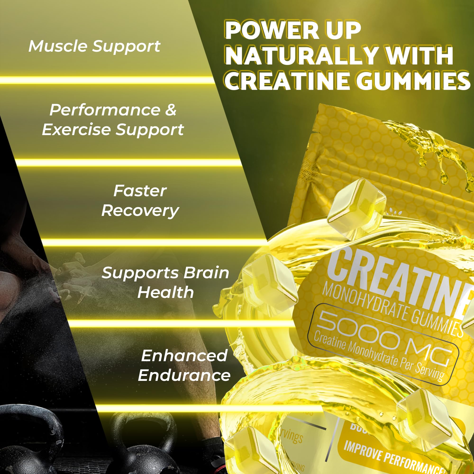 Creatine Gummies 5000mg, 30 Servings Creatine Monohydrate Gummies - Third-Party Tested Creatine for Women, Pineapple Flavor Creatine for Men, Muscle Growth, WELLNESS LABSRX buy supplements canada