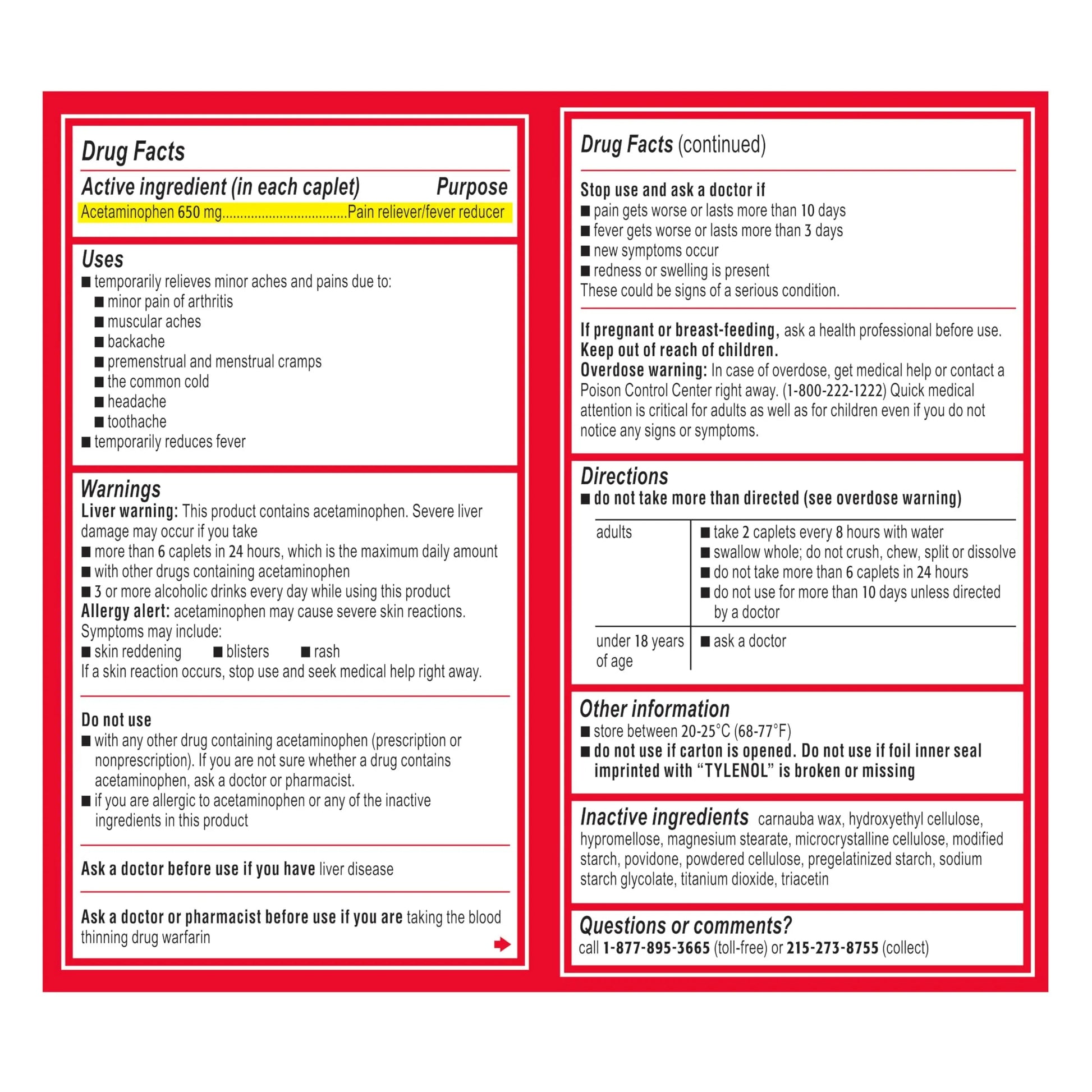 Tylenol Acetaminophen 650 mg Extended Release Caplets, Fast, Strong Pain Relief, 8 Hour Arthritis Pain Relief, Joint Pain Reliever & Fever Reducer, Long-Lasting Relief, Oral Medicine, 225 Count Tylenol buy supplements canada
