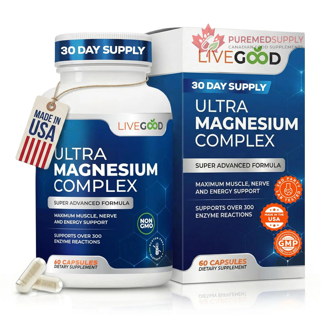 LiveGood™ Ultra Magnesium Complex, Organic Magnesium Glycinate and Gluconate for Muscle Recovery, Nerve Support & Relief – High Absorption Supplement, Vegan, Non-GMO, Made in USA, 60 Capsules LIVEGOOD buy supplements canada