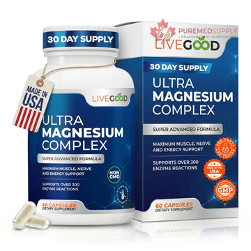 LiveGood™ Ultra Magnesium Complex, Organic Magnesium Glycinate and Gluconate for Muscle Recovery, Nerve Support & Relief – High Absorption Supplement, Vegan, Non-GMO, Made in USA, 60 Capsules LIVEGOOD buy supplements canada