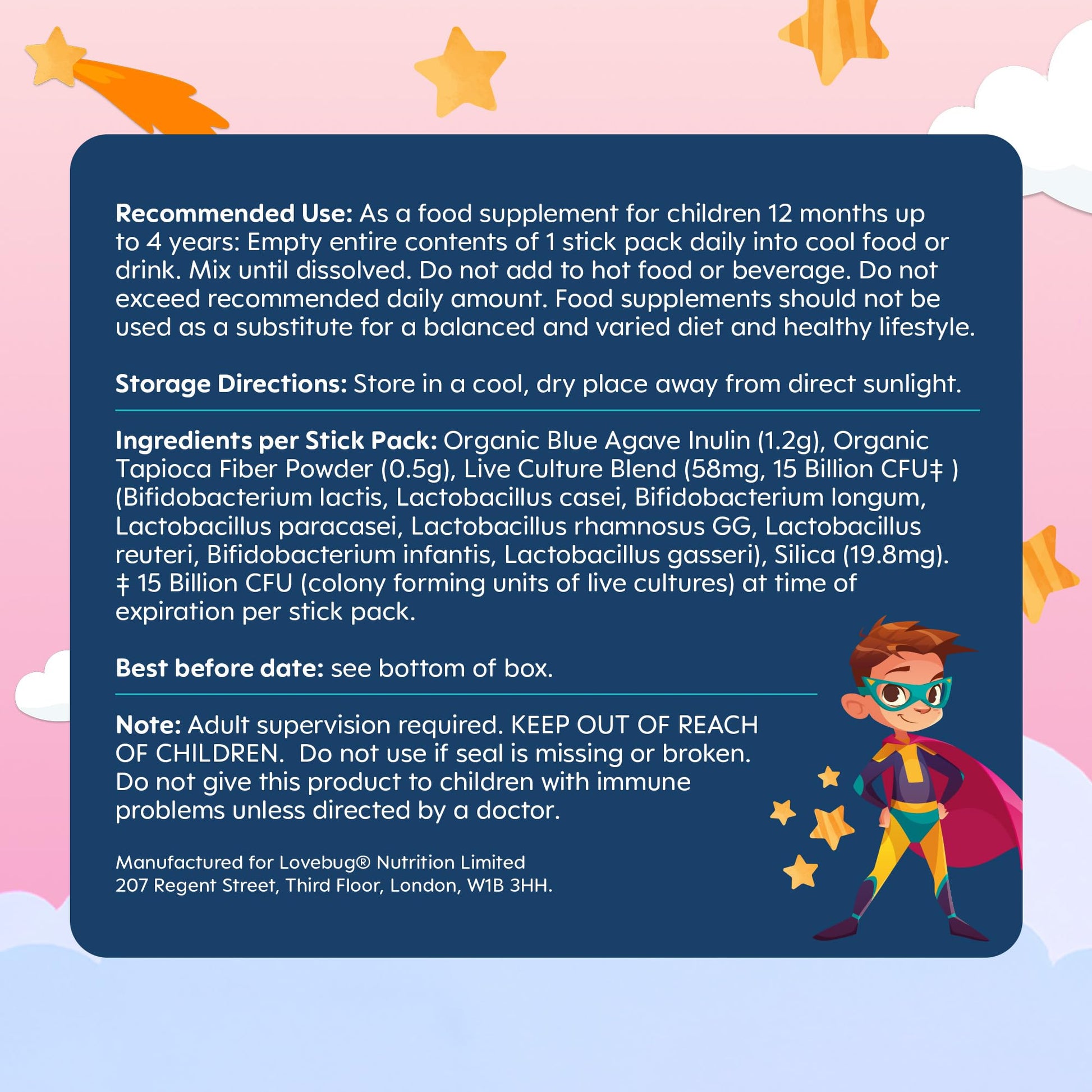 LOVEBUG Kids Probiotic Powder with Prebiotic Fiber - Toddler Immunity Support & Constipation Relief - USDA Organic Probiotics for Childrens Gut & Digestive Health LOVEBUG buy supplements canada