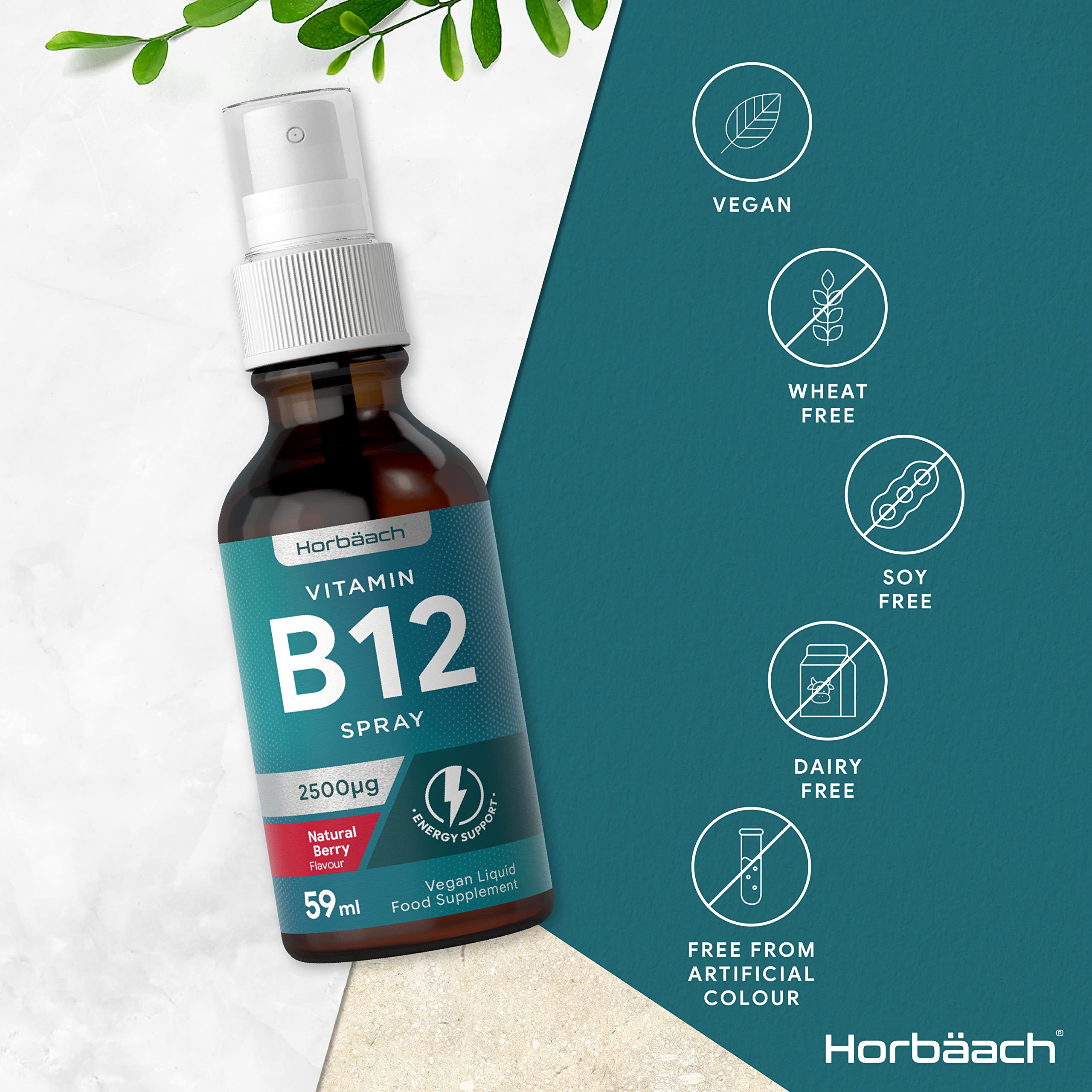 Vitamin B12 Spray 2500mcg | 59ml | High Strength Supplement | Natural Berry Flavour Horbäach buy supplements canada