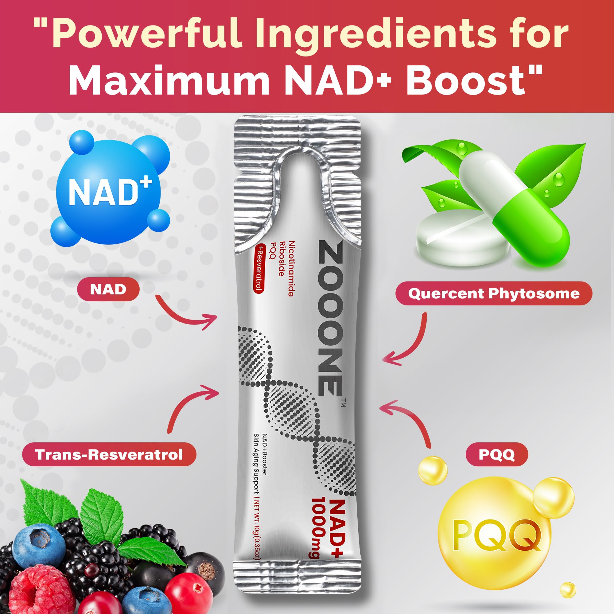 zooone- NAD+ Supplement 30pcs, Premium Nicotinamide Riboside & Resveratrol, DNA Repair & Healthy Aging， Advanced NAD Supplement for Men & Women, Boosts Cellular Energy. zooone buy supplements canada