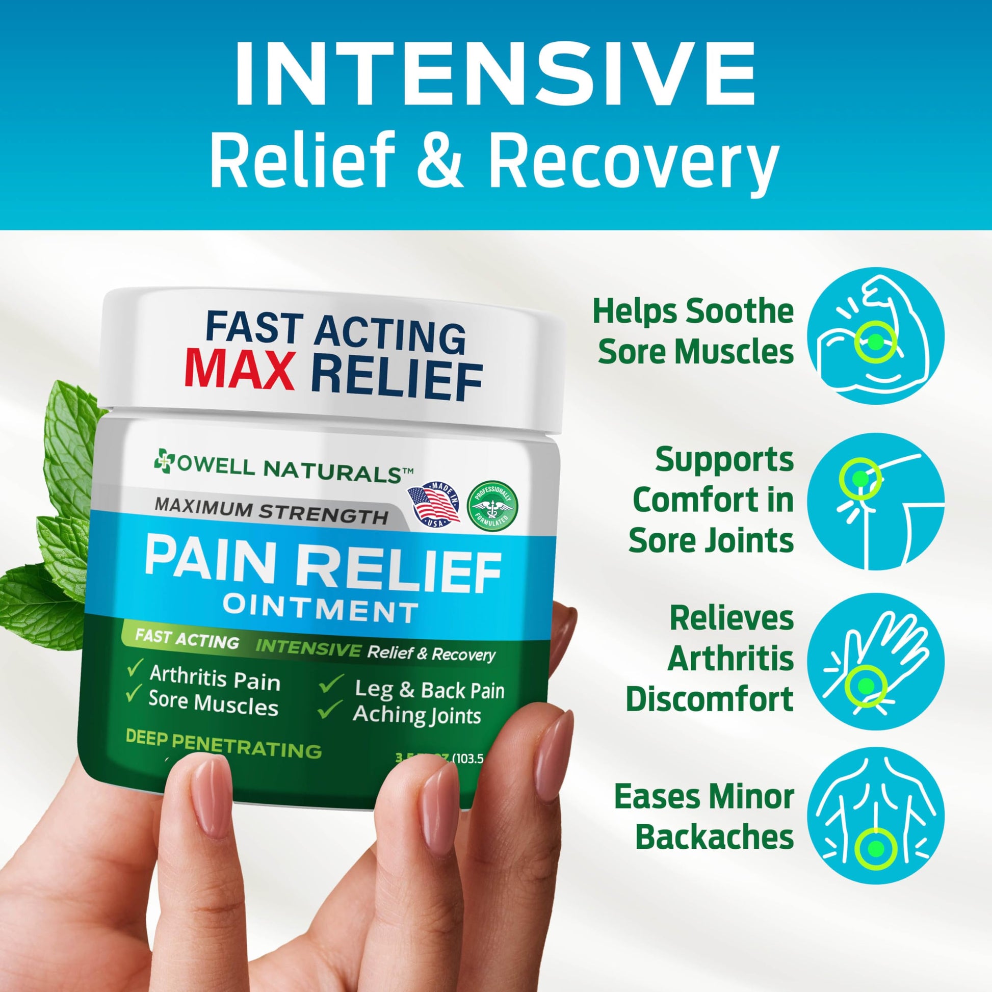 OWELL NATURALS Arthritis Pain Relief Ointment with Arnica & MSM – Deep Penetrating Joint & Muscle Therapy for Knee, Back, Sore Muscles, Legs, 3.5 oz (2 Pack) Owell Naturals buy supplements canada