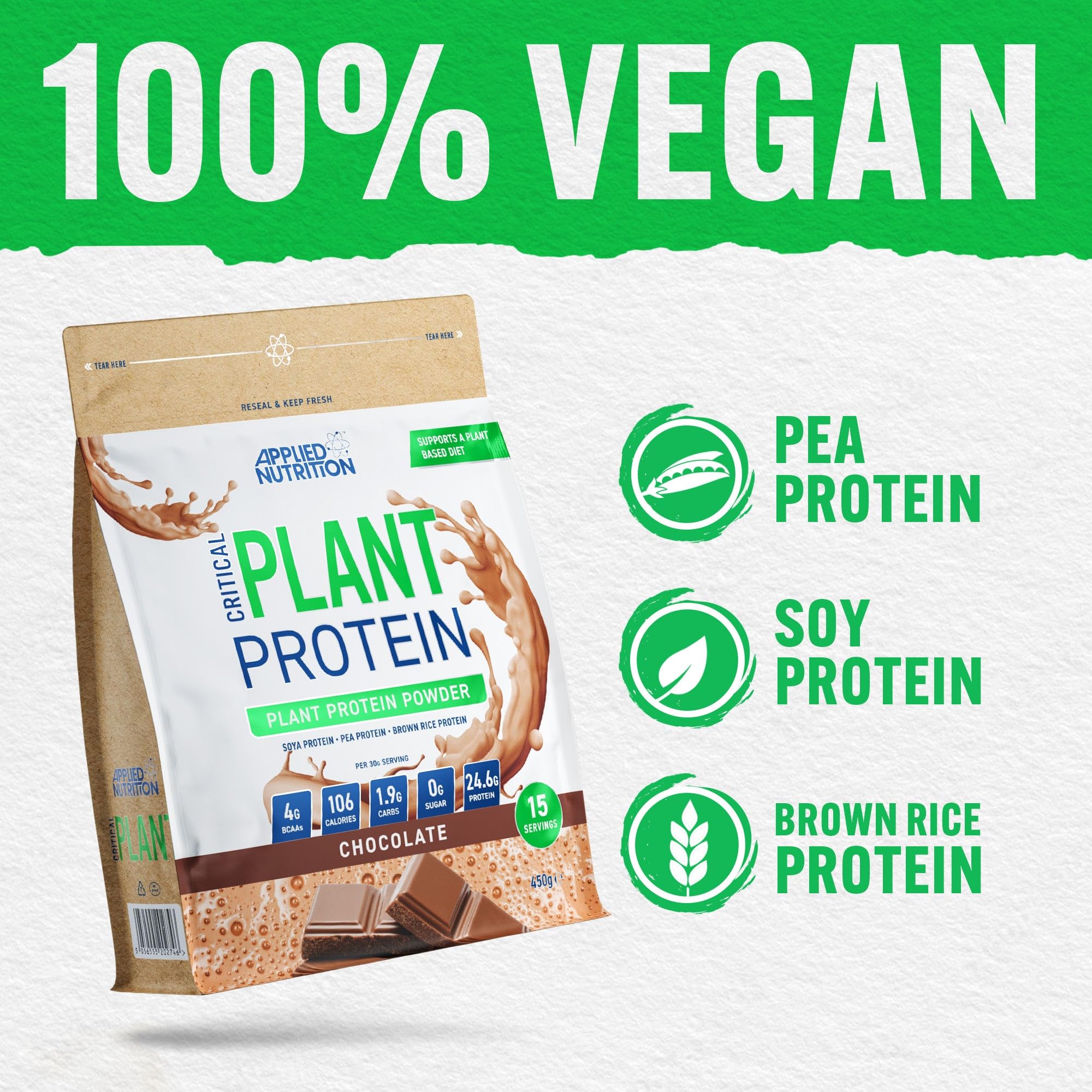 Applied Nutrition Plant Protein Powder – Critical Plant Vegan Protein Shake with SOYA, Pea, Brown Rice Proteins Applied Nutrition buy supplements canada
