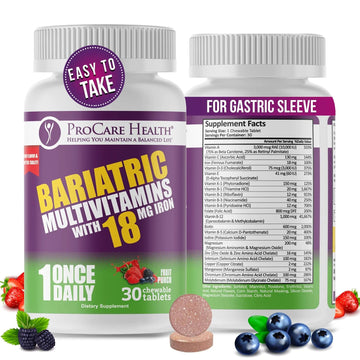 ProCare Health Bariatric Chewable Multivitamin with Iron 18mg (30 Tablets) - Fruit Punch Flavor Bariatric Multivitamin Chewable ProCare Health buy supplements canada