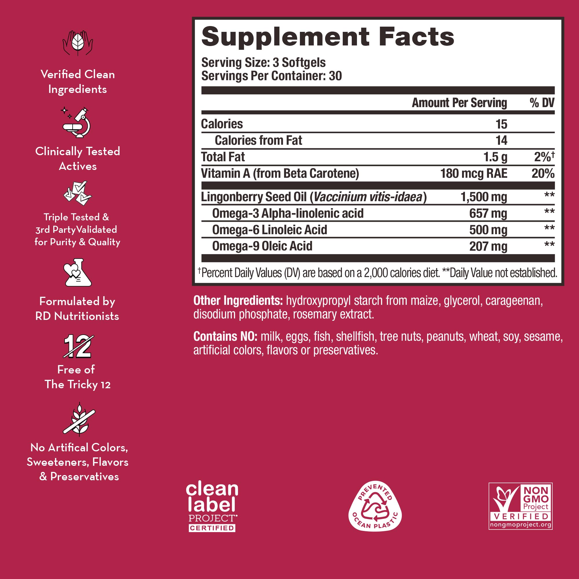 HUM Arctic Repair Clear Skin Supplement with Omega 3, Vitamin E, A, and Lingonberry Seed Oil, Skin Repair with Omega 3 6 9 to Help Support Appearance of Wrinkles & Hydrate, 90 Vegan Softgels HUM buy supplements canada