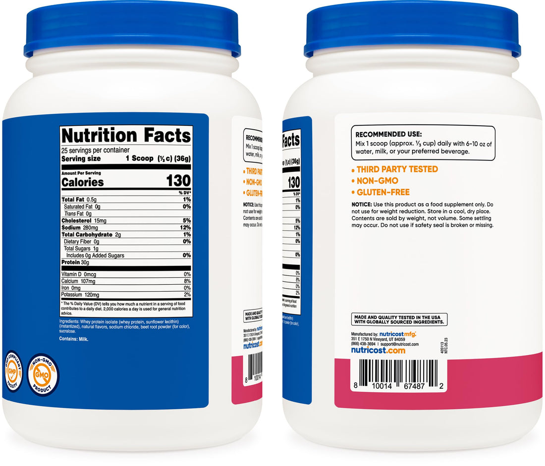 Nutricost Whey Protein Isolate (Strawberry Acai, 2 Pounds) Nutricost buy supplements canada