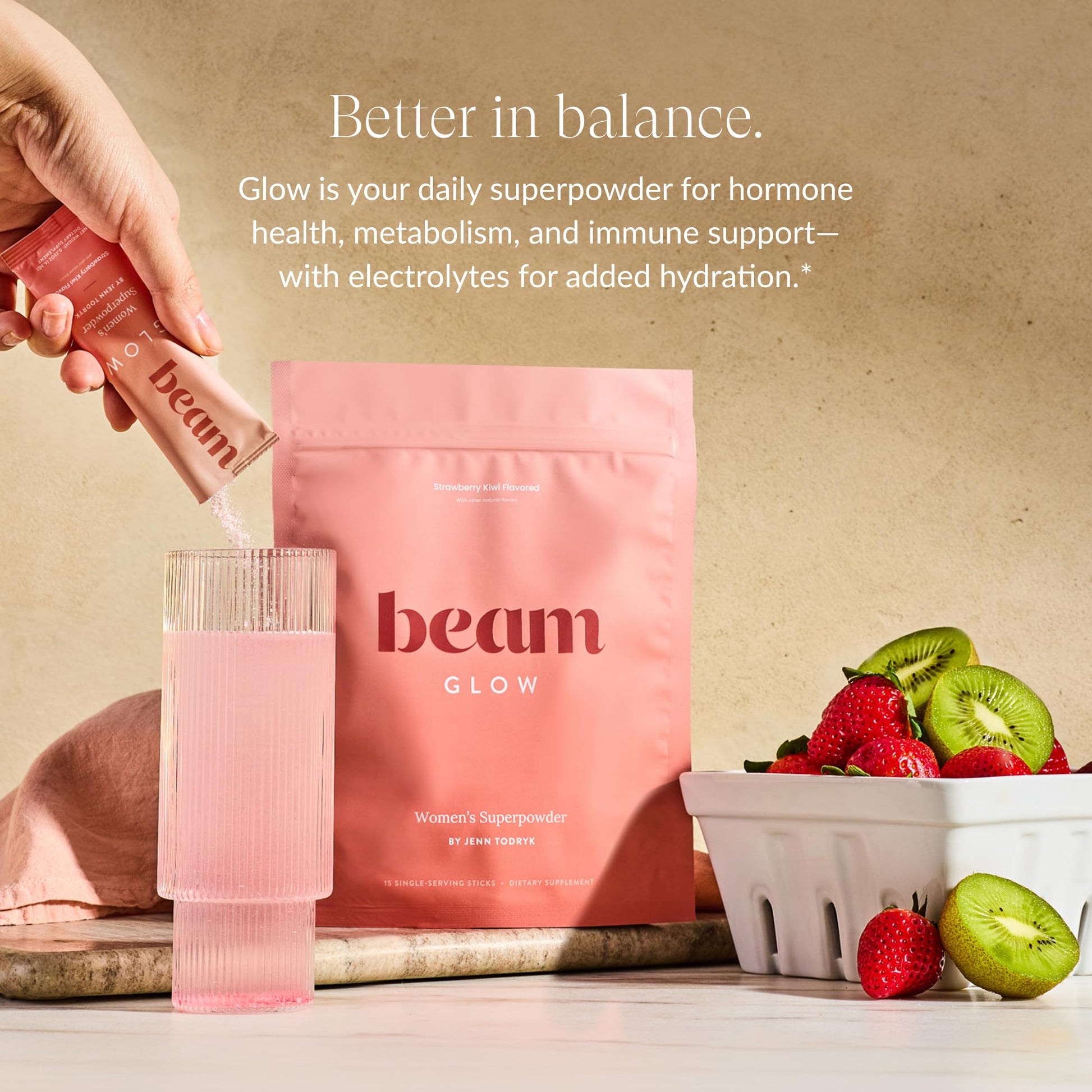 Beam Glow, Hormone Balance for Women, Strawberry Kiwi and Raspberry Bundle, Thyroid Support for Women, Natural Hormone Support Powder with Selenium and Bromelain, PMS Relief, Energy, Hair, Skin Health Beam buy supplements canada
