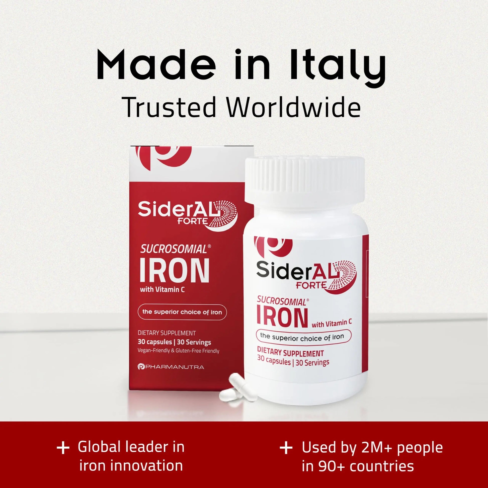 SiderAL Forte Iron Supplement Clinically Proven to Increase Levels Without Side Effects | Sucrosomial High Absorption Gentle Iron Pills for Women and Men | PHARMANUTRA buy supplements canada