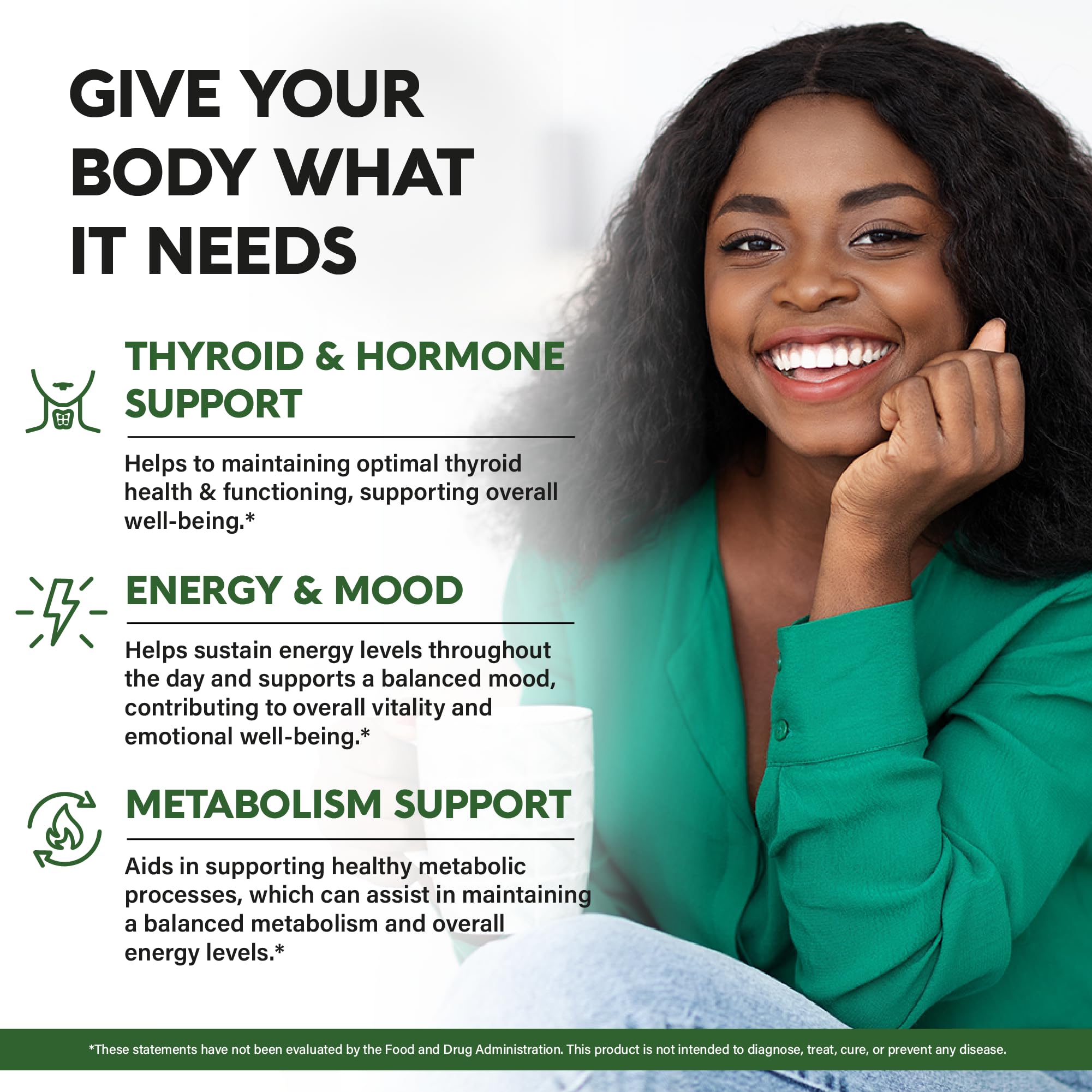 Thyroid Support for Women - Selenium 200 mcg | Astragalus | Zinc & Iodine | L-Tyrosine | Adaptogen Herbs - 21-in-1 Antioxidant & Immune Support - Made in USA - Vegan, Non-GMO, Lab Tested - 60 Capsules NUTRAHARMONY buy supplements canada