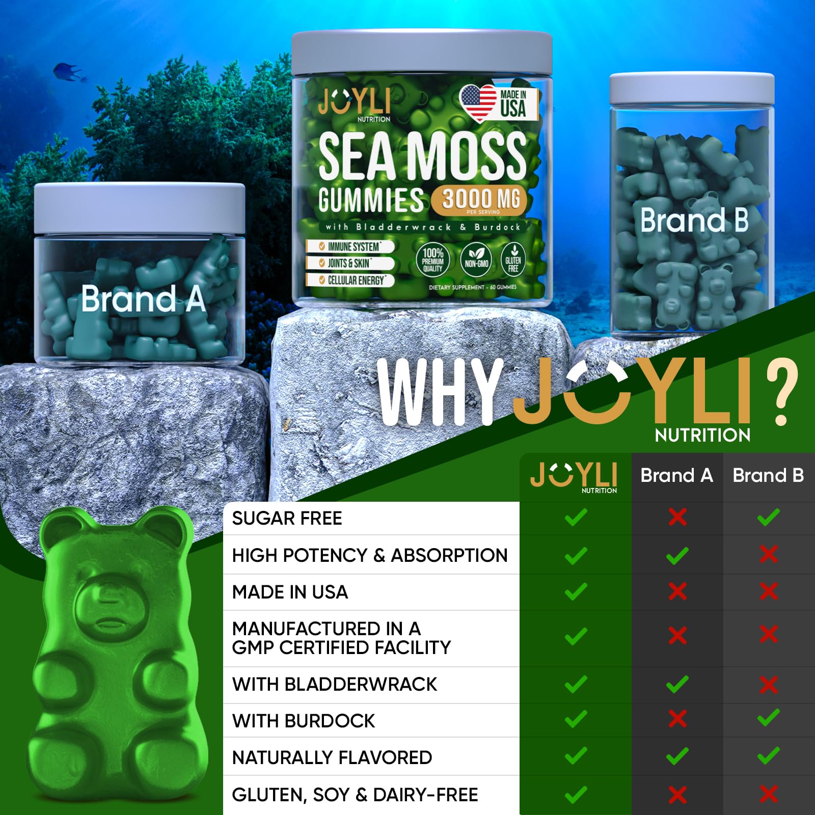 Sea Moss Gummies - Irish Seamoss Gummies for Adults & Kids - Advanced Superfood JOYLI Nutrition buy supplements canada