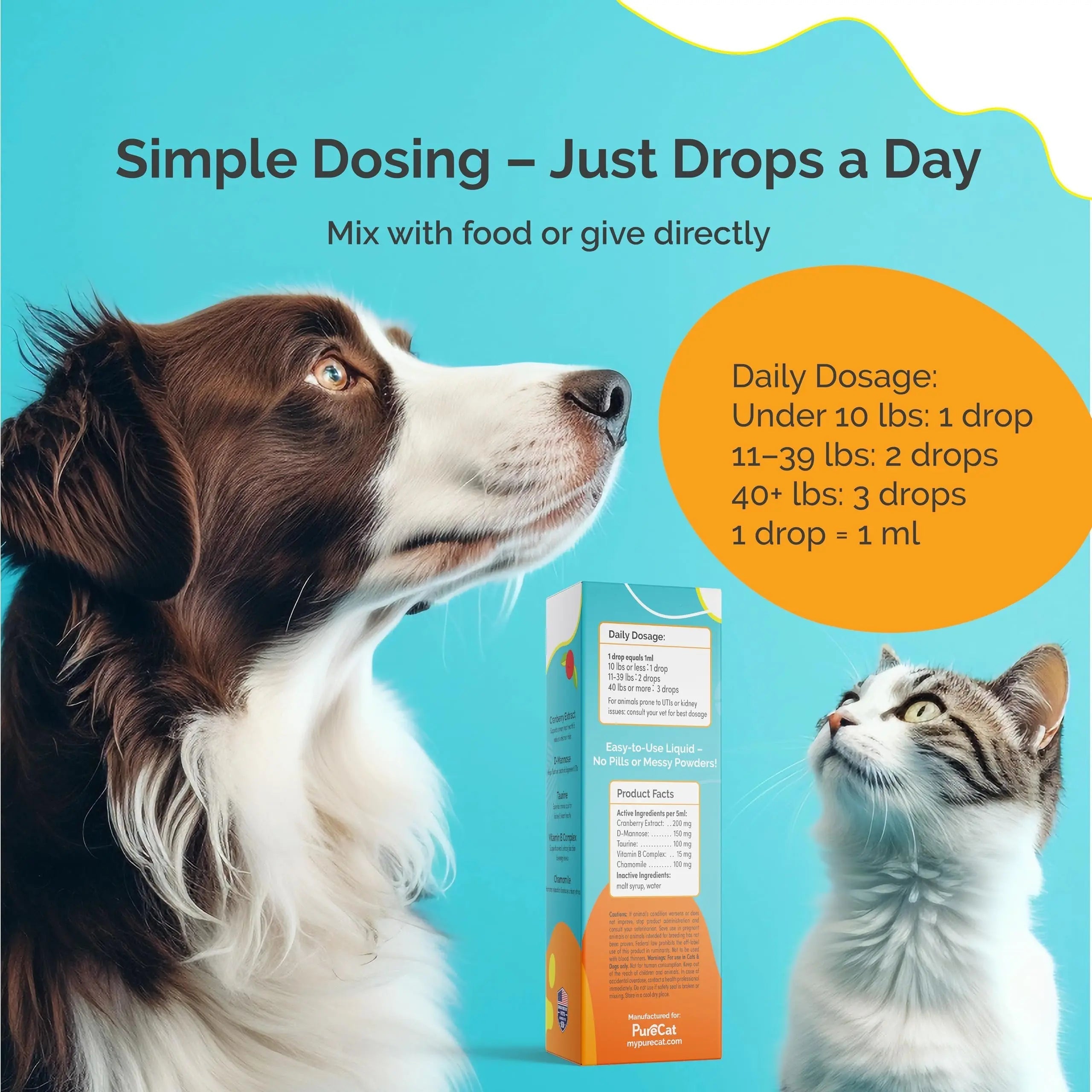 PureCat Urinary Tract Infection Care for Cat & Dog | Calming Urinary Tract & Kidney Support for Pets | Bladder Infection Treatment | UTI Drops | Veterinarian Recommended PureCat buy supplements canada