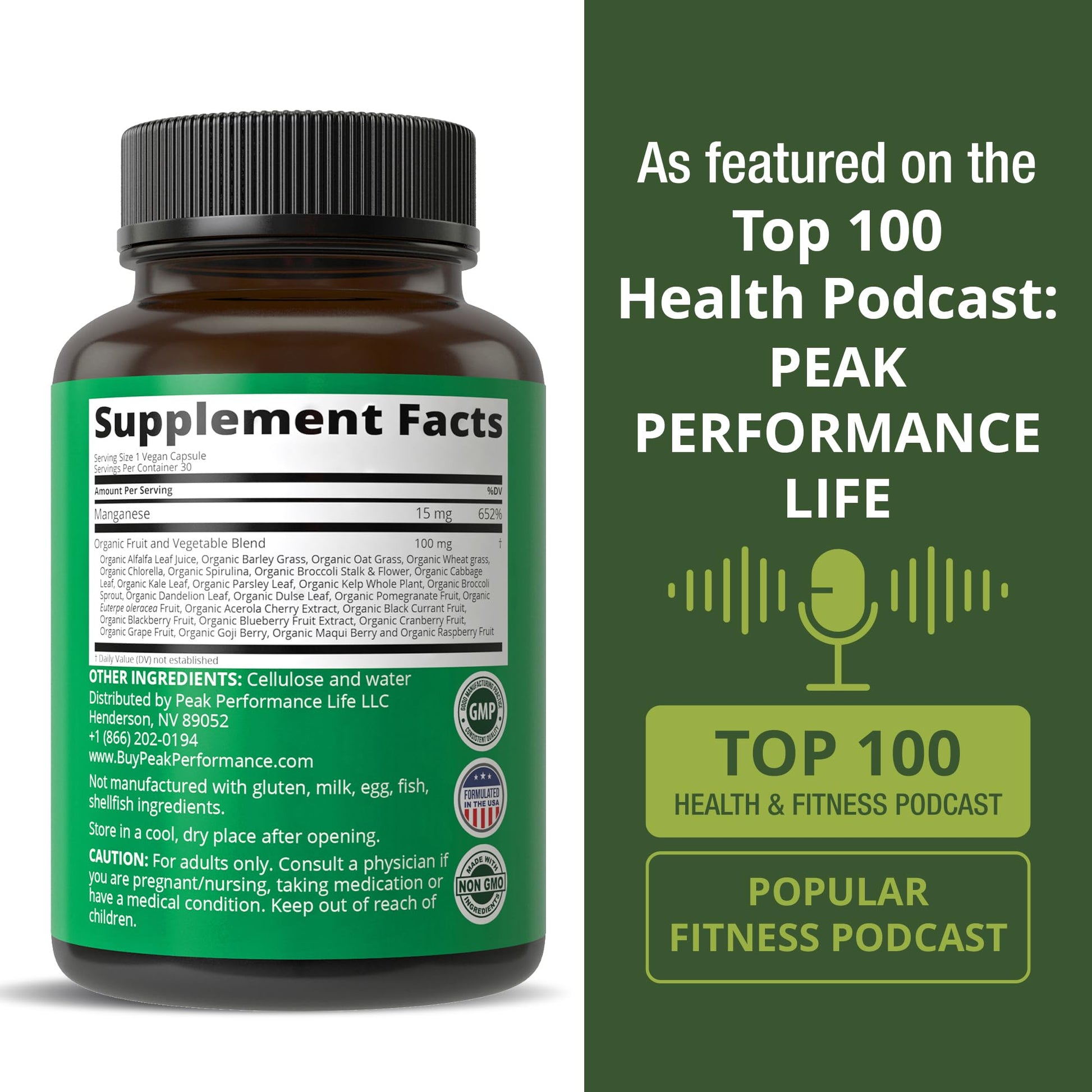 Manganese Supplement Food Like Mineral Chelated for Superior Absorption with Whole Food Blend of 25+ Fruits & Vegetables. Pure Trace Mineral Capsules for Connective Tissue, Bone Health, Enzyme Support Peak Performance buy supplements canada