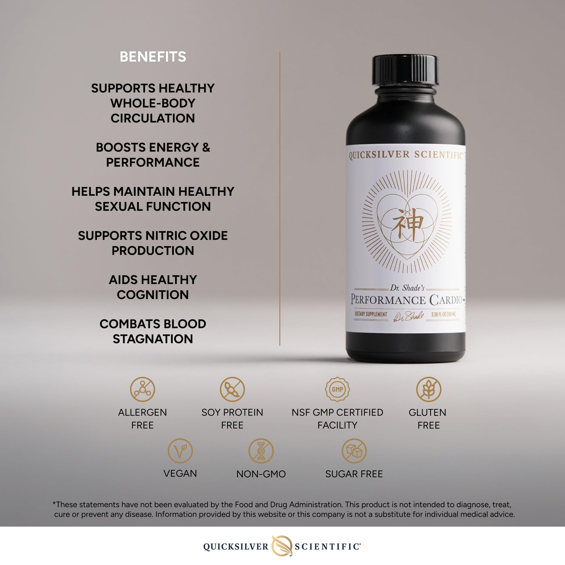 Quicksilver Scientific Performance Cardio+ - Herbal Supplement to Support Blood Circulation & Brain Health - Cardiovascular Supplement with Hawthorn Berry + He Shou Wu + Ginseng Extract (3.38 oz) Quicksilver Scientific buy supplements canada