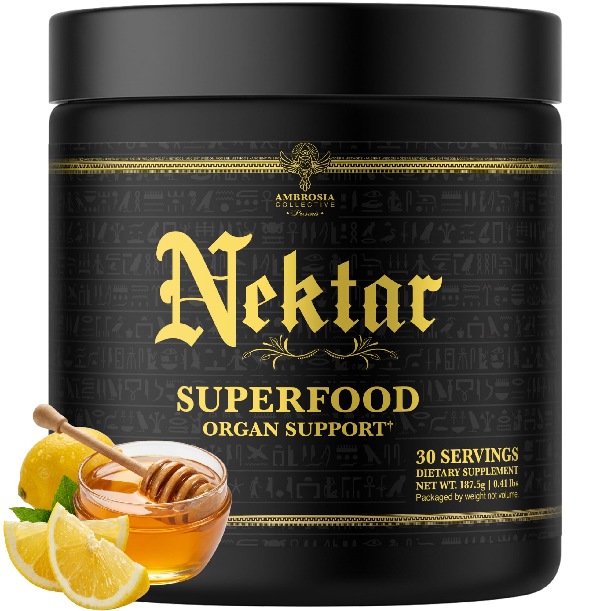 Ambrosia Superfood Organ & Cycle Support Powder | Liver & Kidney Support with Milk Thistle, Red Yeast Rice & CoQ10 | 13 Superfood Ingredients | 30 Servings | Honey Lemon Ambrosia buy supplements canada