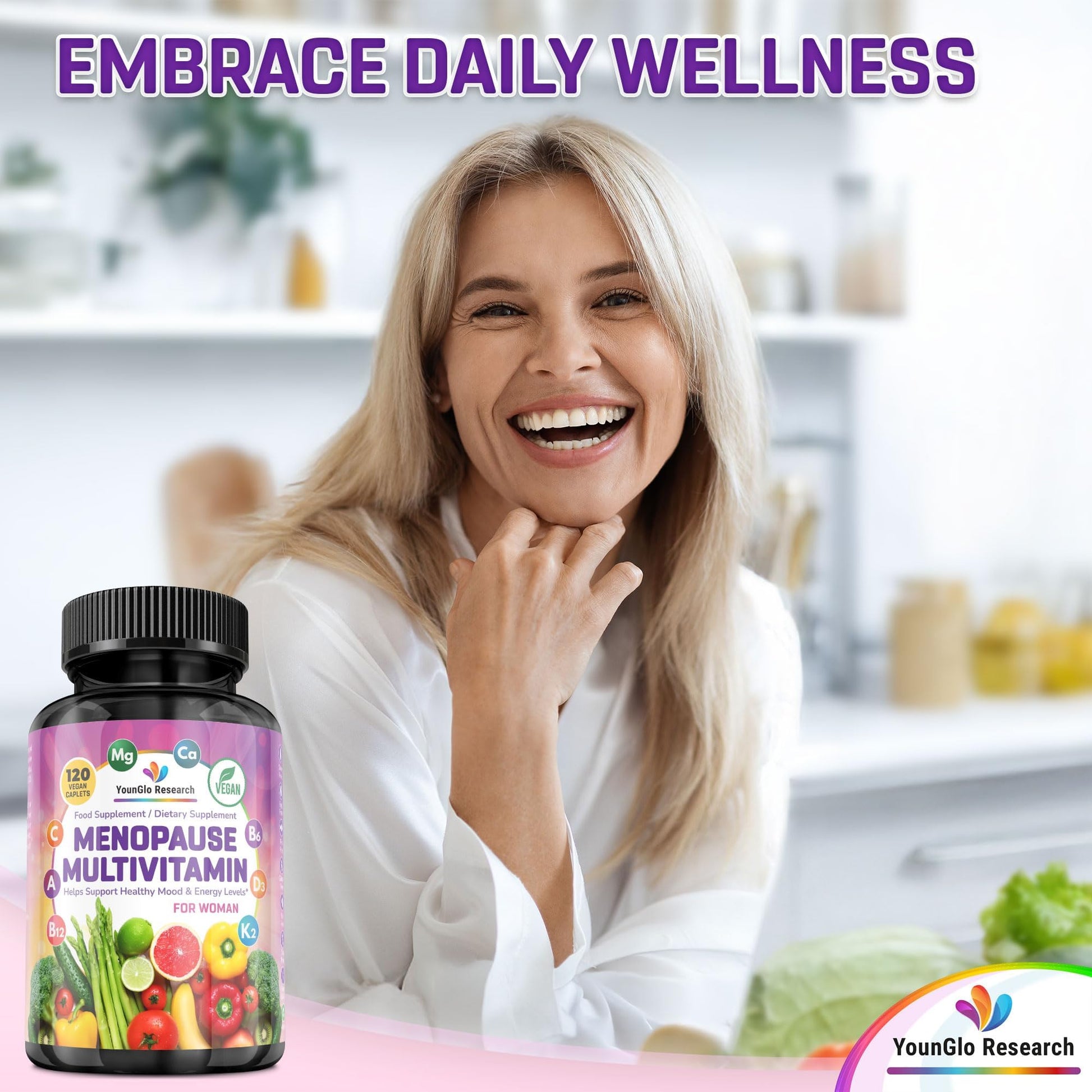 YounGlo Research Menopause Supplement - 120 Vegan Caplets - Menopause & Perimenopause Relief Support - Food and Dietary Vitamins - Multivitamin for Women YounGlo Research buy supplements canada