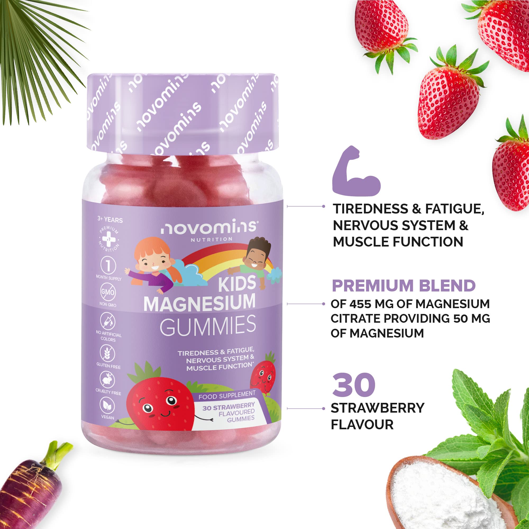 Kids Magnesium Gummies – Vegan - 1 Month Supply – Childrens Supplements – 30 Chewa novomins buy supplements canada