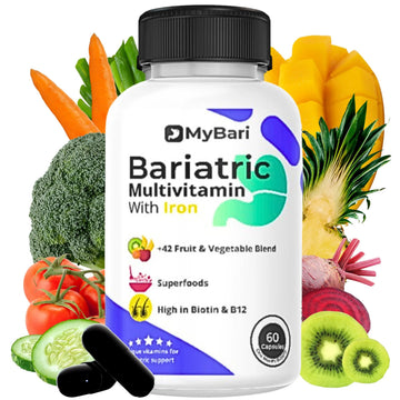 MyBari All-in-One Bariatric Multivitamin with Iron - Made in USA - for Men & Women - Supports Gastric Sleeve & Bypass with 42+ Fruit & Veggie Blend - 60 Liquid Capsules MyBari buy supplements canada