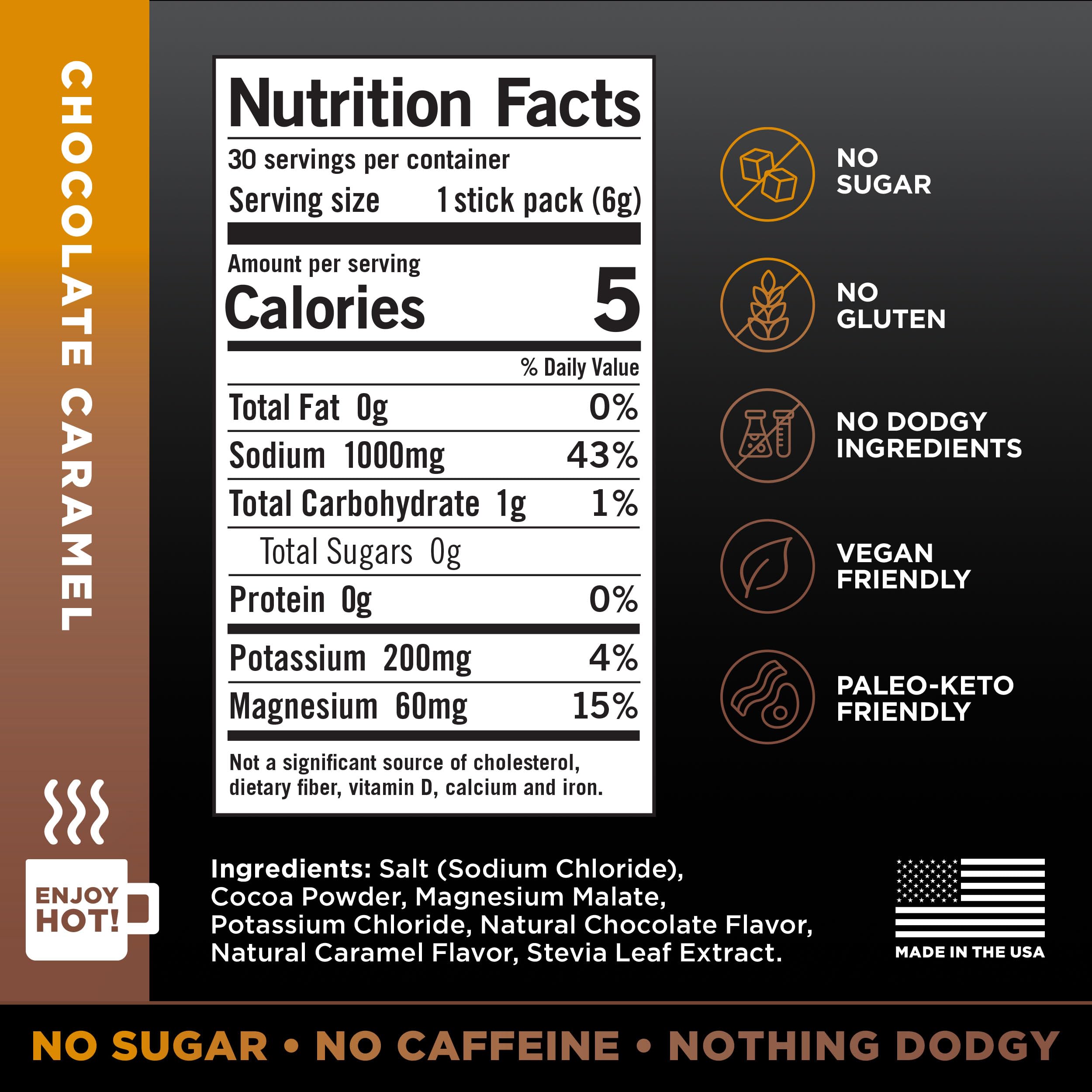 LMNT Zero Sugar Hot Chocolate or Coffee Mixer - Chocolate Caramel Salt | Drink Mix | 30-Count Drink LMNT buy supplements canada