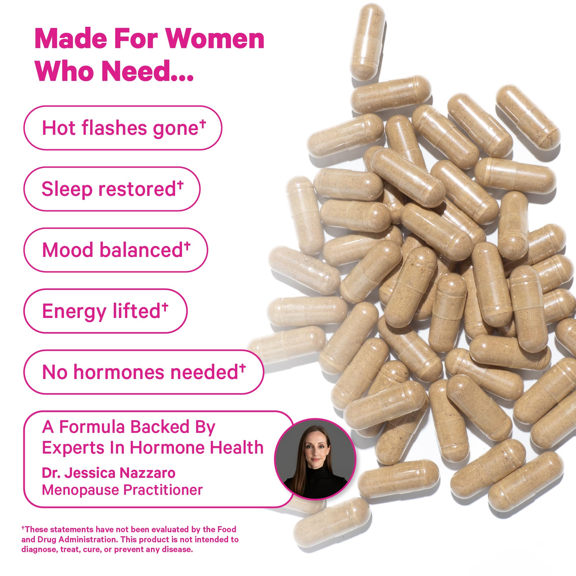 Pink Stork Menopause Support for Women - Hot Flash, Mood, Sleep, Weight, Cortisol & Hormonal Balance - Vegan, Estrogen-Free Perimenopause Relief - Ashwagandha, Maca - 60 Capsules Pink Stork buy supplements canada