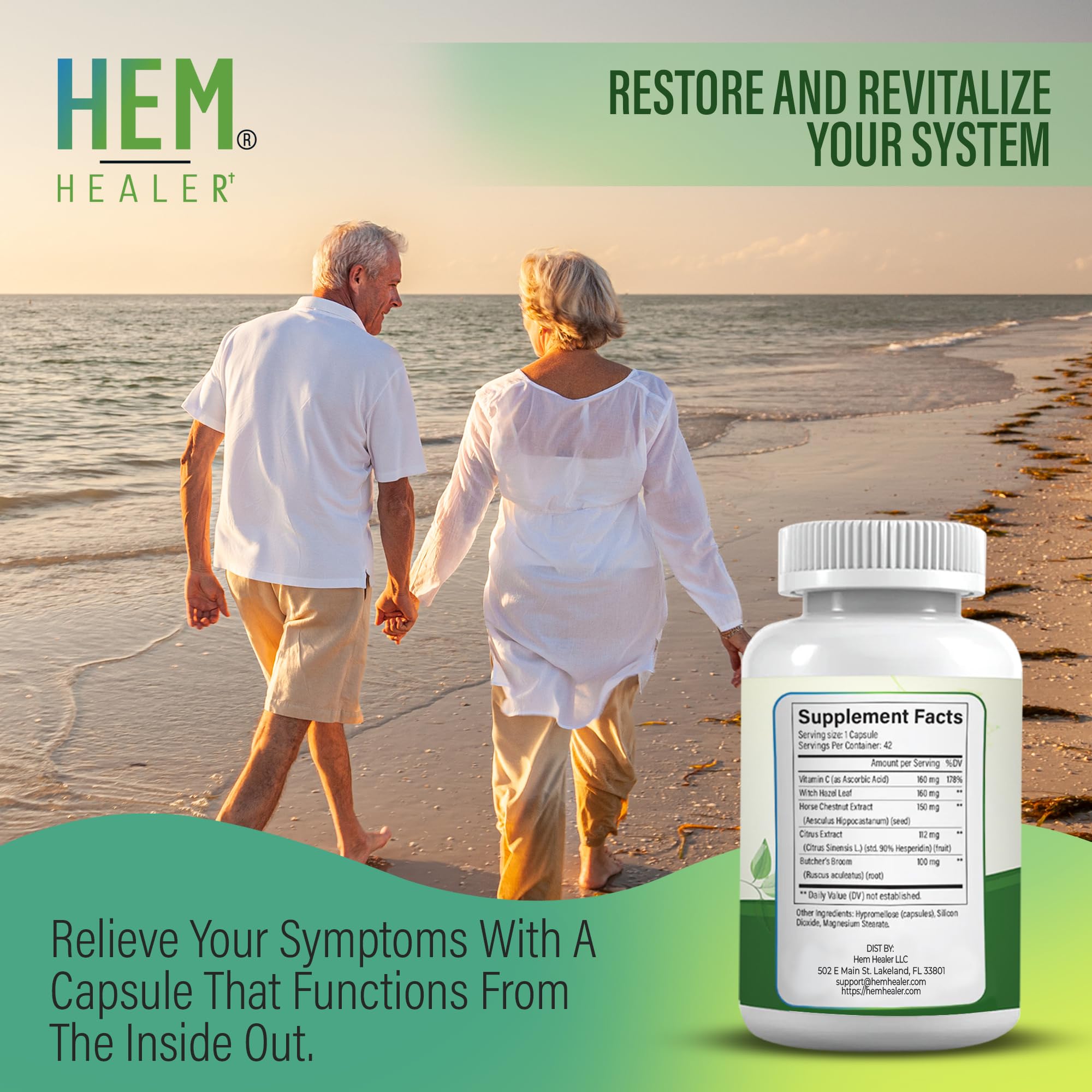 Hem Healer Hem Rescue Hemorrhoid Treatment Supplement - All Natural, Reduces Discomfort & Swelling, Boosts Blood Flow, Oral Botanical Blend, Made in USA - (1 Bottle Pack) Hem Healer buy supplements canada