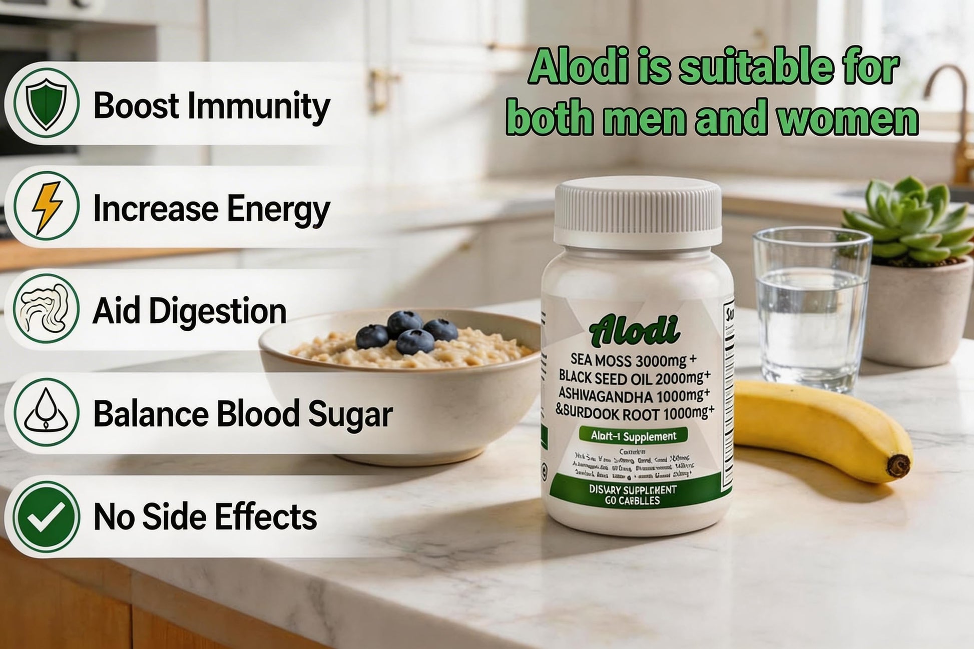 ALODI Super Seaweed Blend Supplement - Contains KSM-66 Ashwagandha, Black Seed Oil, Burdock Root, Kelp, Supports Digestion, Sleep, and Immune Health ALODI buy supplements canada
