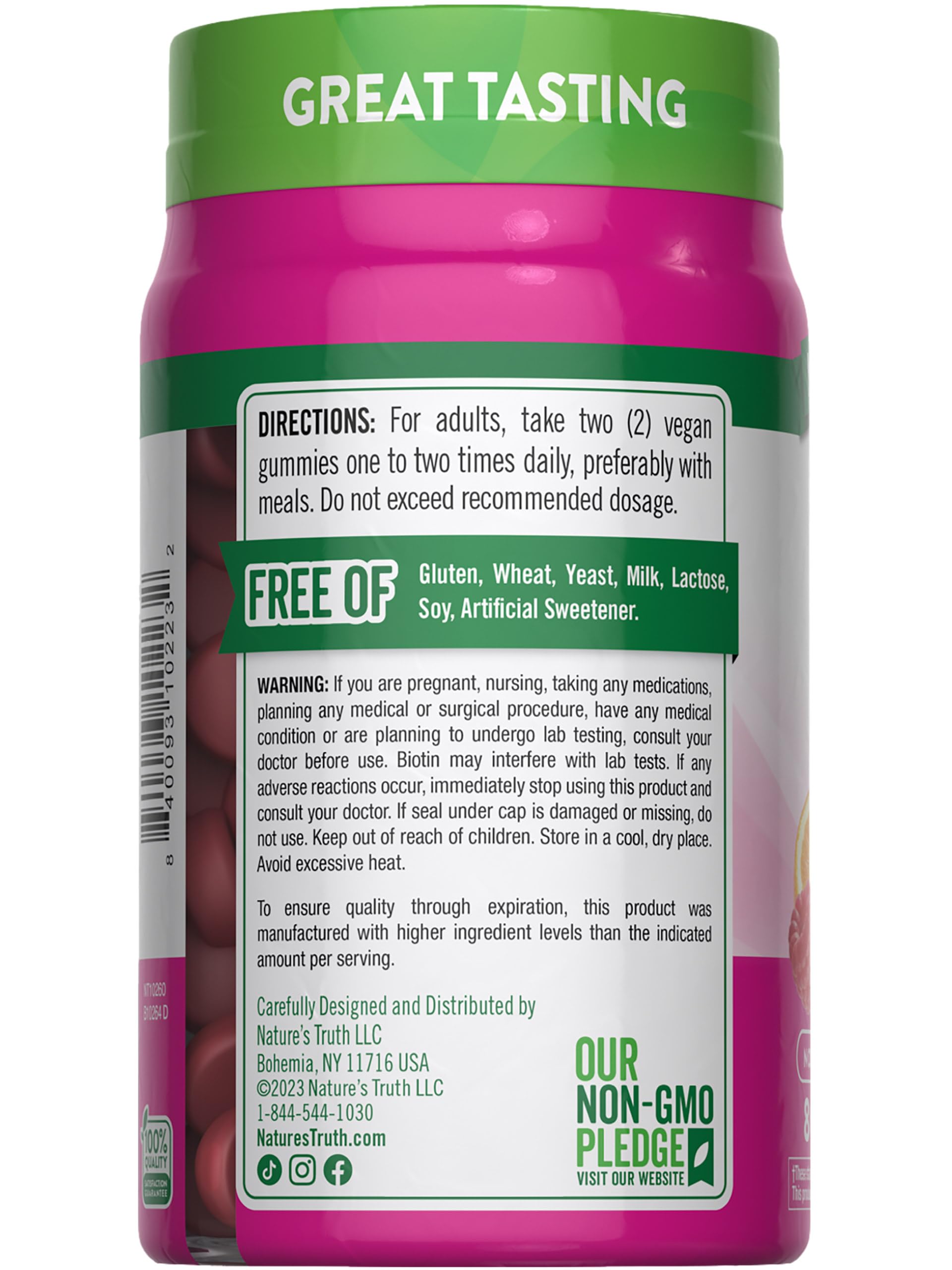 Nature's Truth Hair Skin and Nails Gummies | 80 Count | 2500mcg of Biotin | Vegan, Non-GMO, Gluten Free Supplement Nature's Truth buy supplements canada