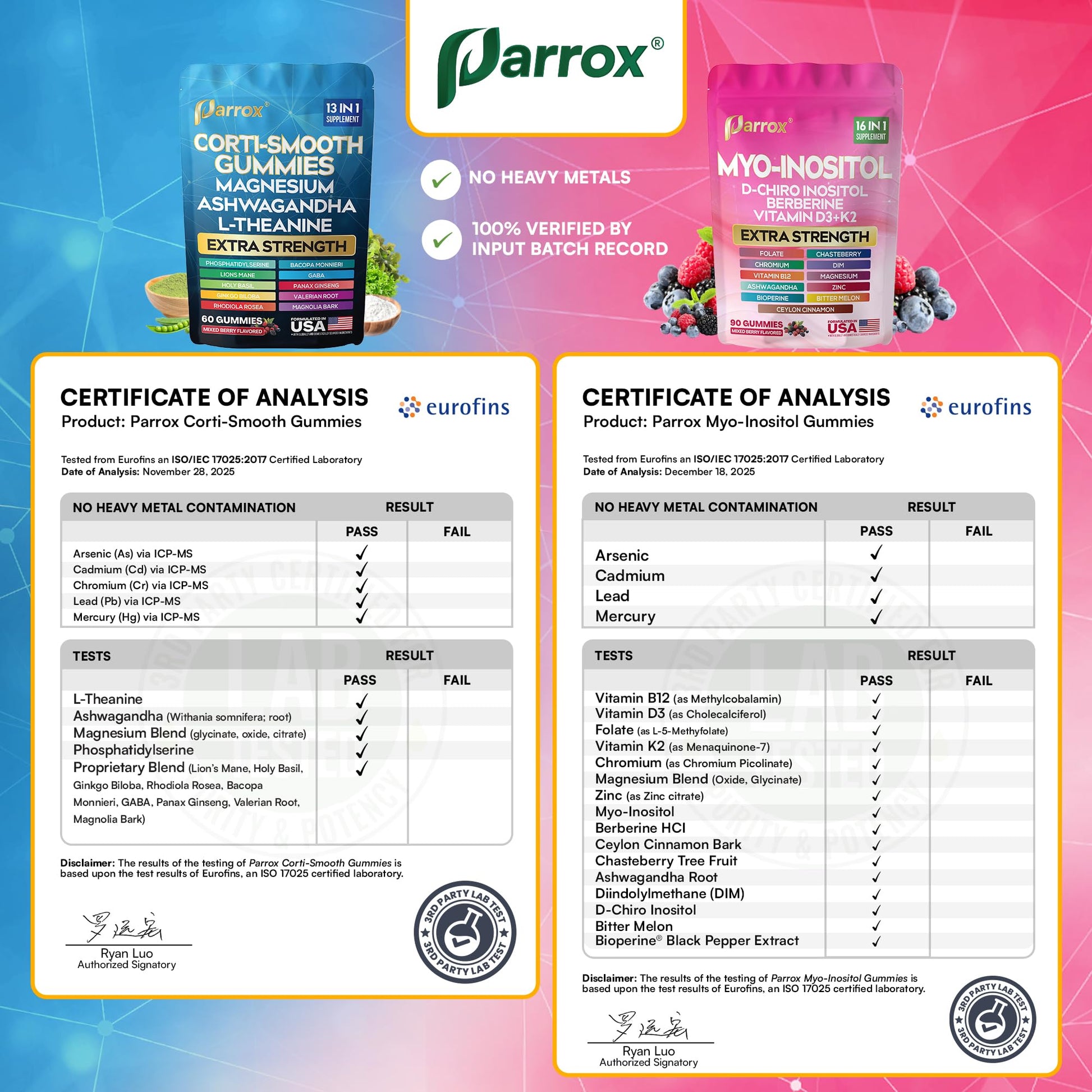 Soothe & Smooth Bundle Gummies - Cortisol & Myo-Inositol Supplement with D-Chiro Inositol, Berberine, Magenesium, Ashwagandha, L-Theanine, Vitamins D3+K2 & B12, Folate, Zinc Lion's Mane (150 Gummies) Parrox buy supplements canada