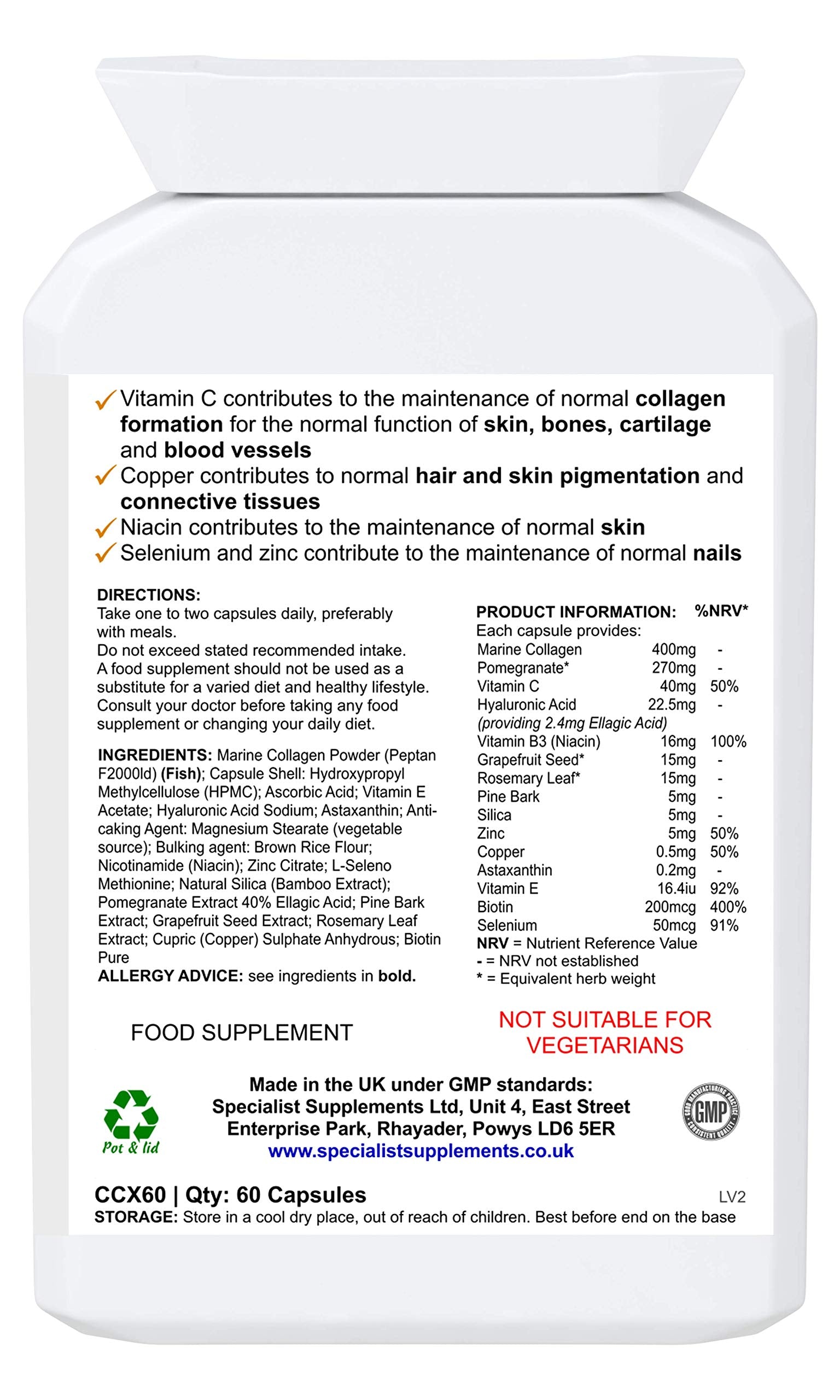 Specialist Supplements Collagen Ultra Beauty Marine Collagen, Hyaluronic Acid, Vitamin, Mineral Specialist Supplements buy supplements canada
