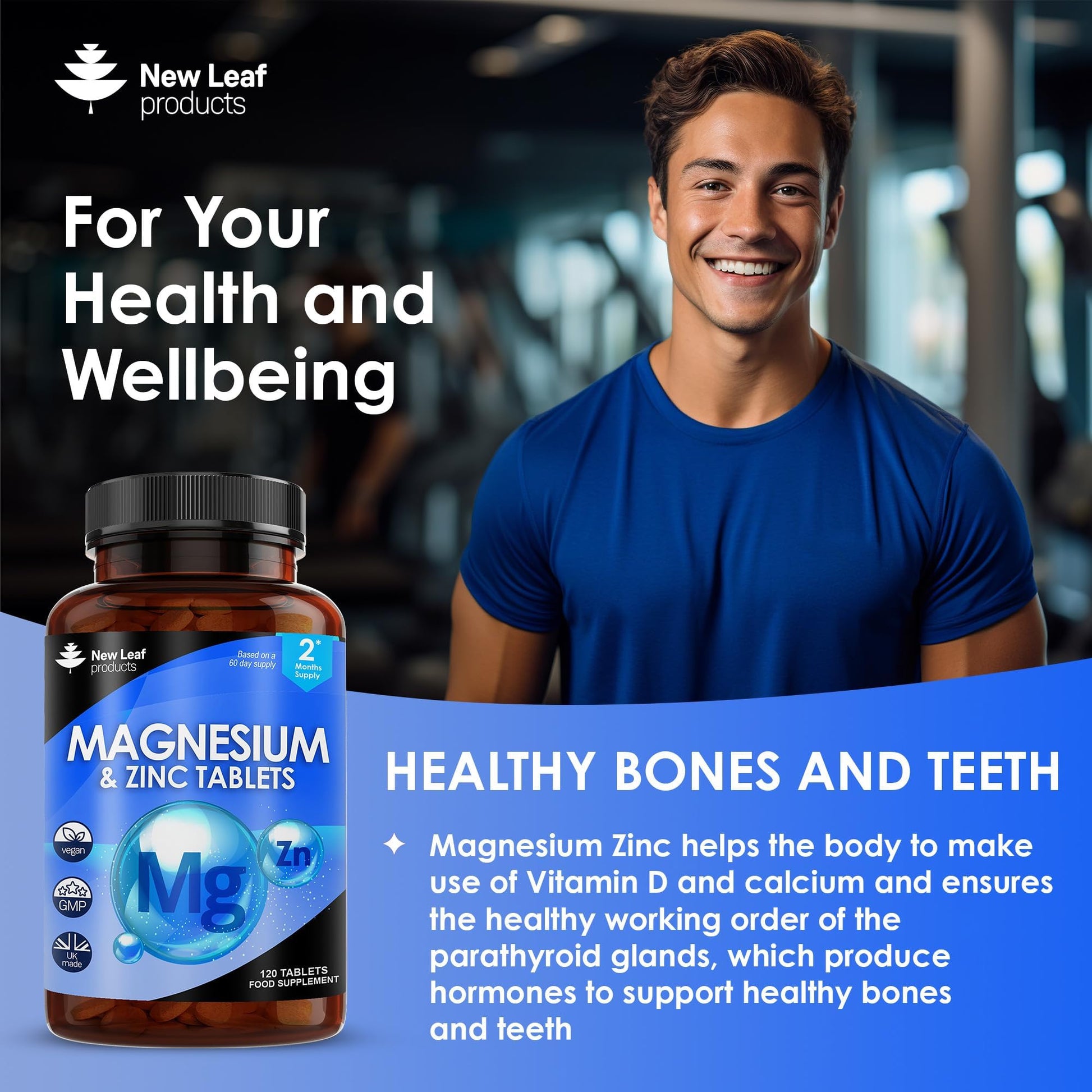 Magnesium Supplements 516mg With Zinc - 120 Magnesium Tablets Supports Muscle NEW LEAF PRODUCTS buy supplements canada