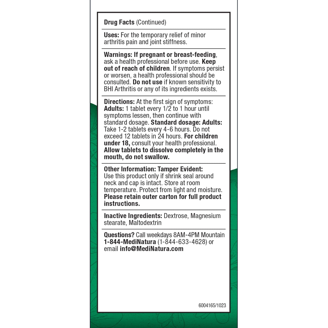 BHI Arthritis Pain Relief Daily Joint Health Support Arnica + 13 Natural Actives Homeopathic Plant & Mineral Blend Helps Relieve Minor Pain & Stiffness in Joints for Women & Men - 100 Tablets MediNatura buy supplements canada