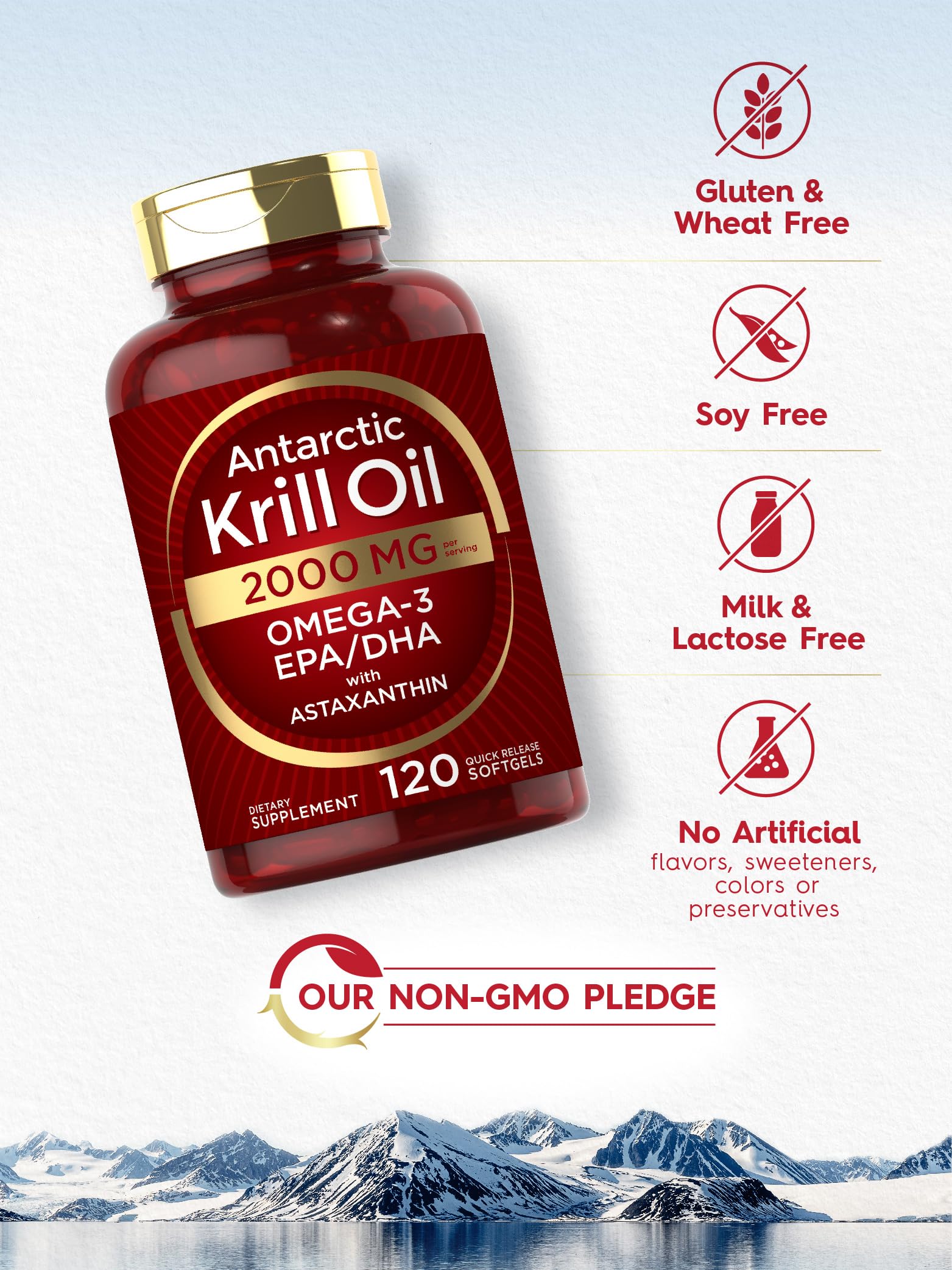 Carlyle Antarctic Krill Oil 2000 mg 120 Softgels | Omega-3 EPA, DHA, with Astaxanthin Carlyle buy supplements canada