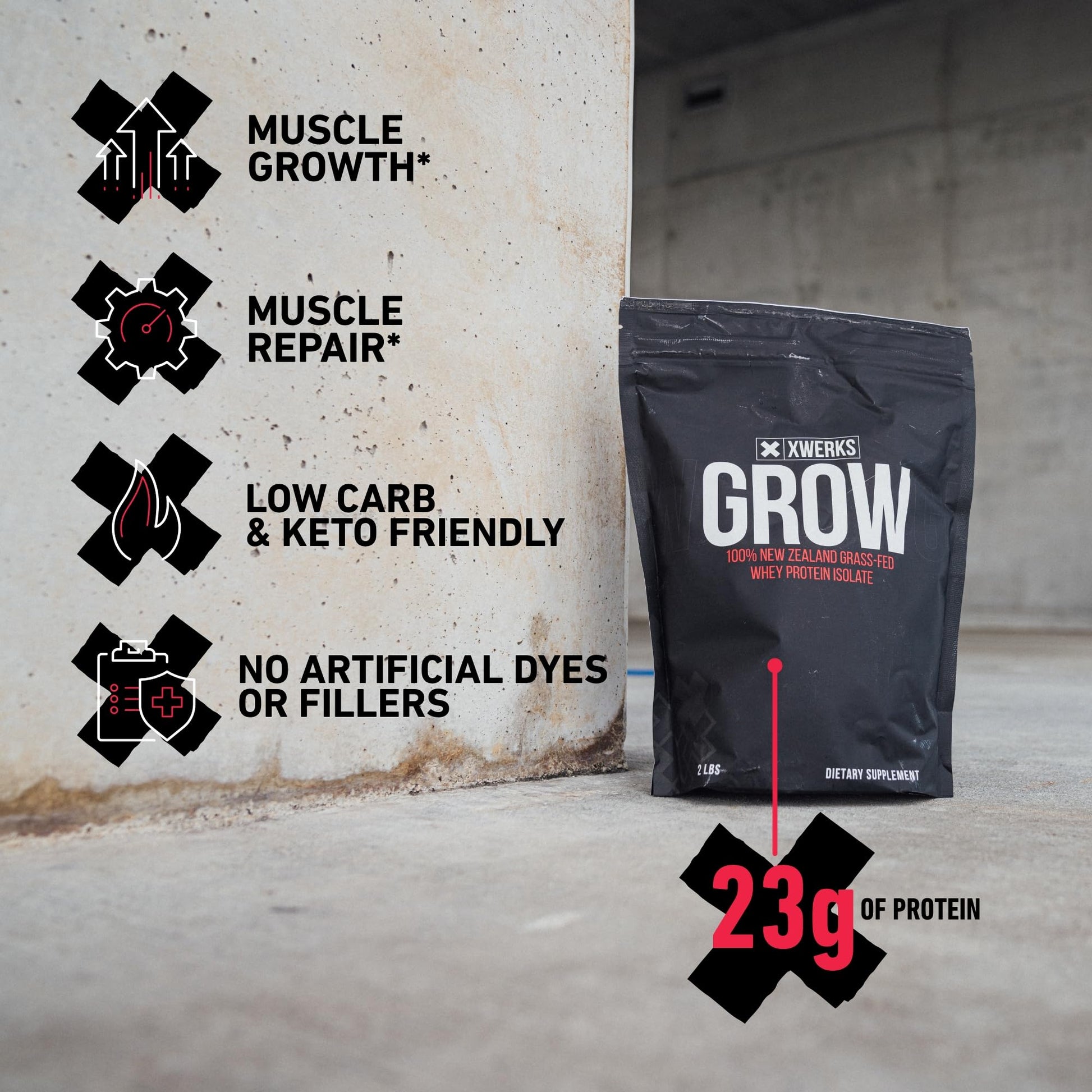 Xwerks Grow 100% New Zealand Grass-Fed Whey Protein - 25g of Pure Isolate Protein Xwerks buy supplements canada