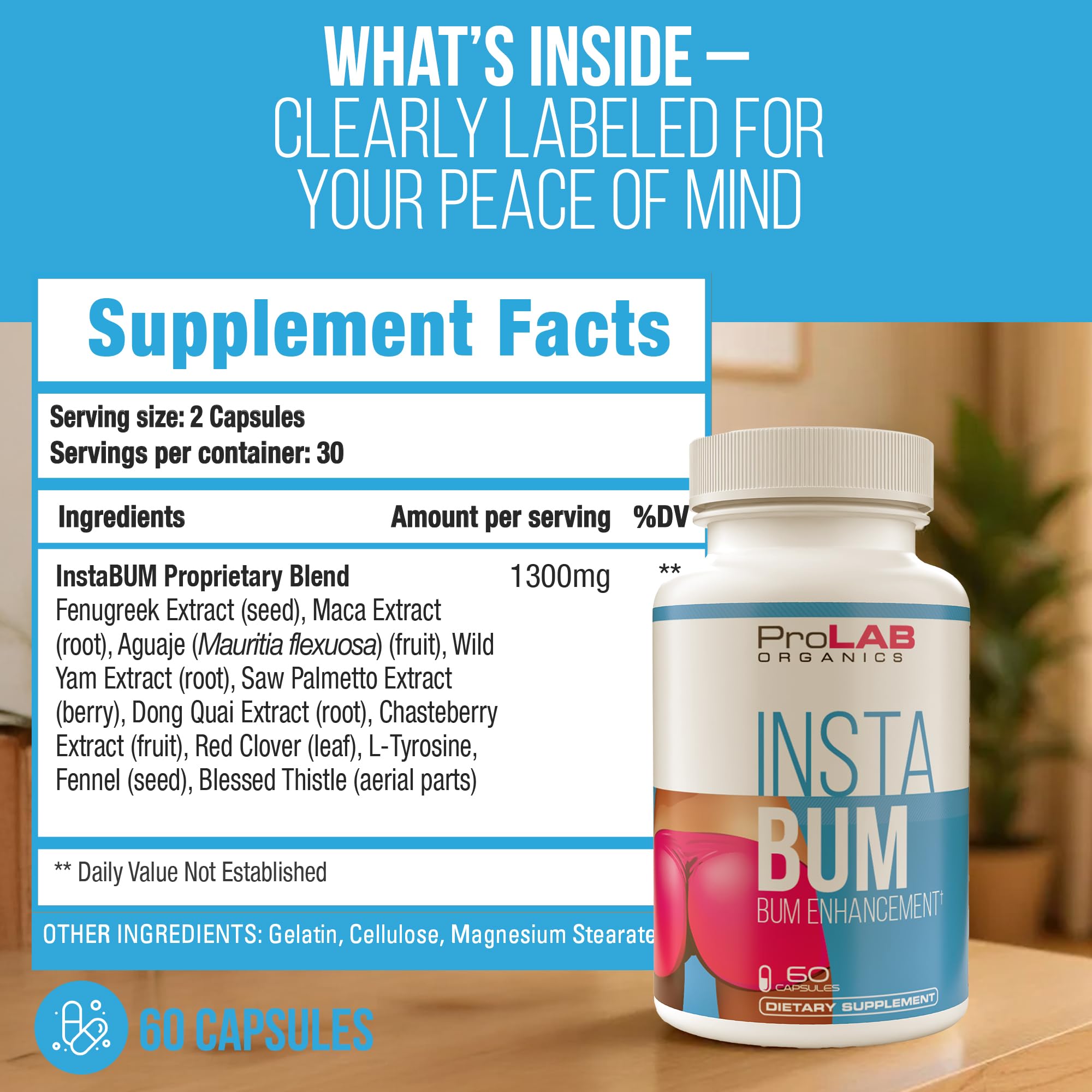 ProLab Organics InstaBum Bum Enhancement Pills – Lift, Shape, and Fill Glutes – Fast Growth for Bigger Butt and Hips – No Gummies. Visible Results in 1-2 Weeks ProLab Organics buy supplements canada