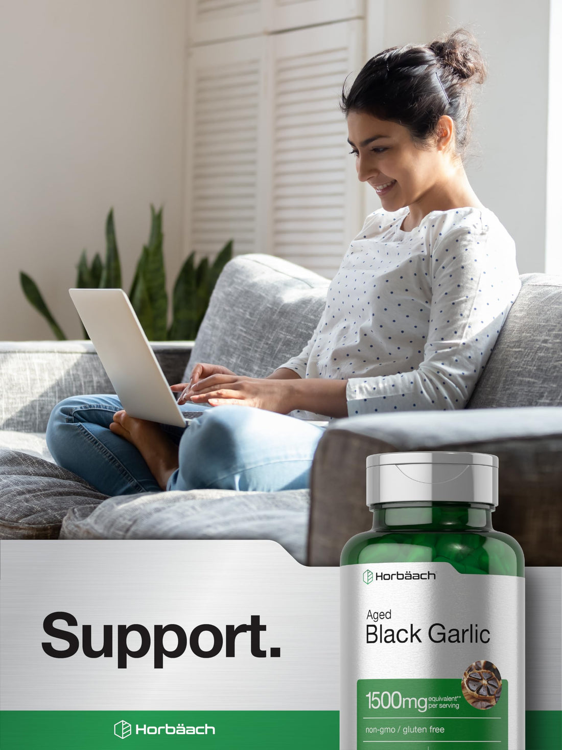 Aged Black Garlic Capsules 1500mg | 60 Count | Fermented Extract Supplement Horbäach buy supplements canada