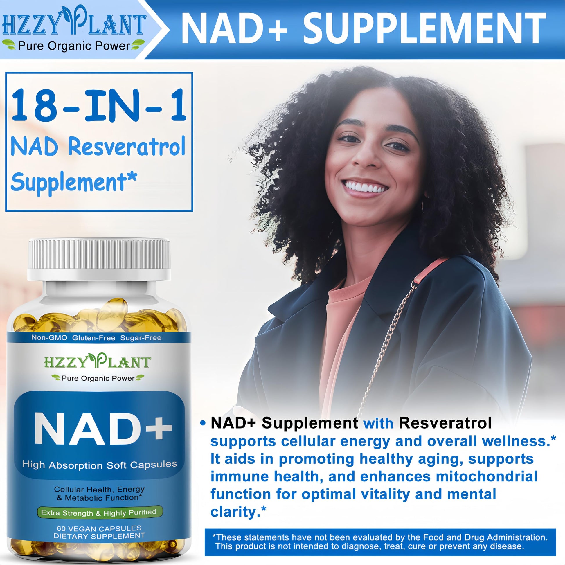 HZZYPLANT NAD+ Supplement, High Absorption NAD Supplements for Women for Cellular Energy Immune Focus Health, NAD Resveratrol Softgel Capsules, NAD Liquid Softgels Supplement, Non-GMO, 2 Month Supply HZZYPLANT buy supplements canada