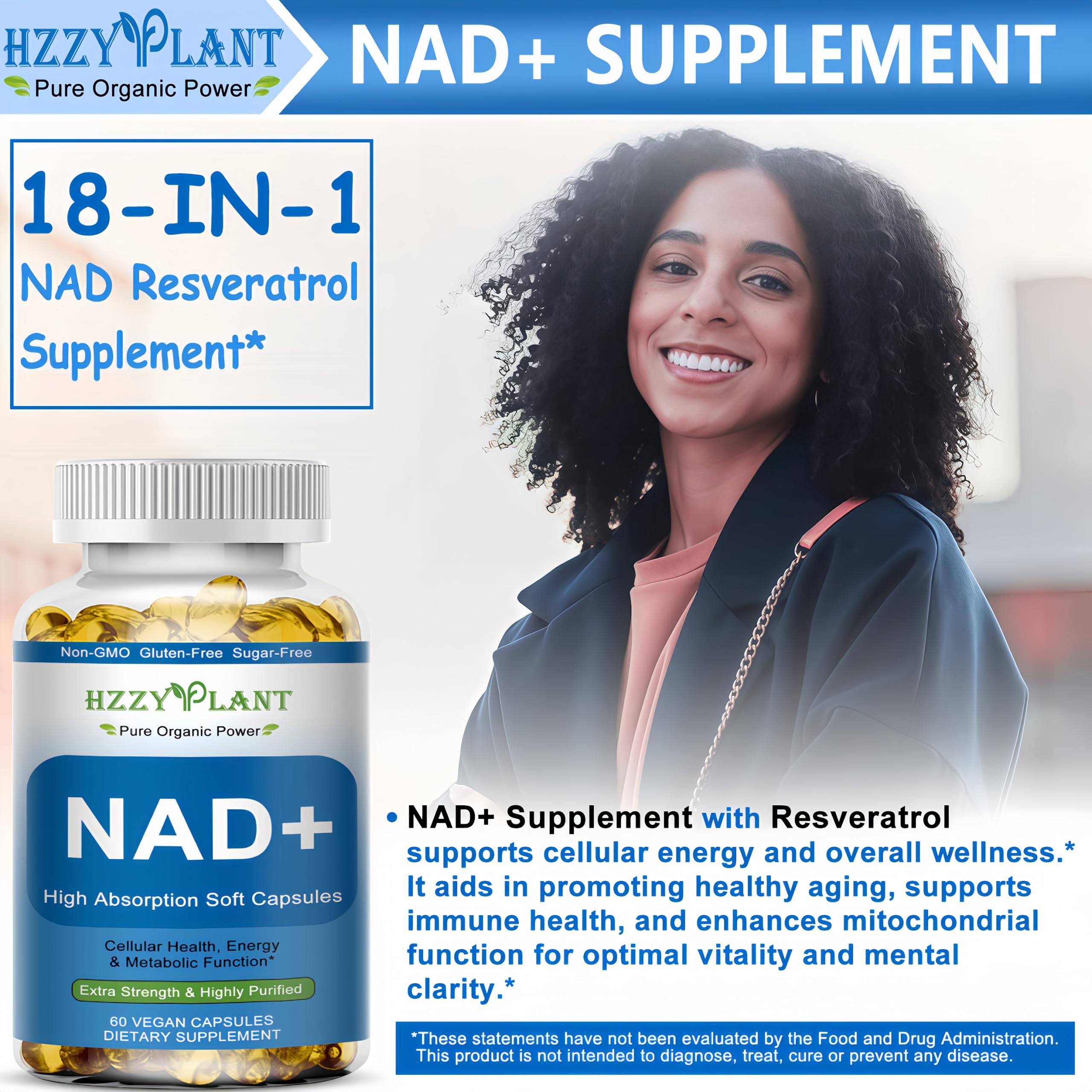 HZZYPLANT NAD+ Supplement, High Absorption NAD Supplements for Women for Cellular Energy Immune Focus Health, NAD Resveratrol Softgel Capsules, NAD Liquid Softgels Supplement, Non-GMO, 2 Month Supply HZZYPLANT buy supplements canada